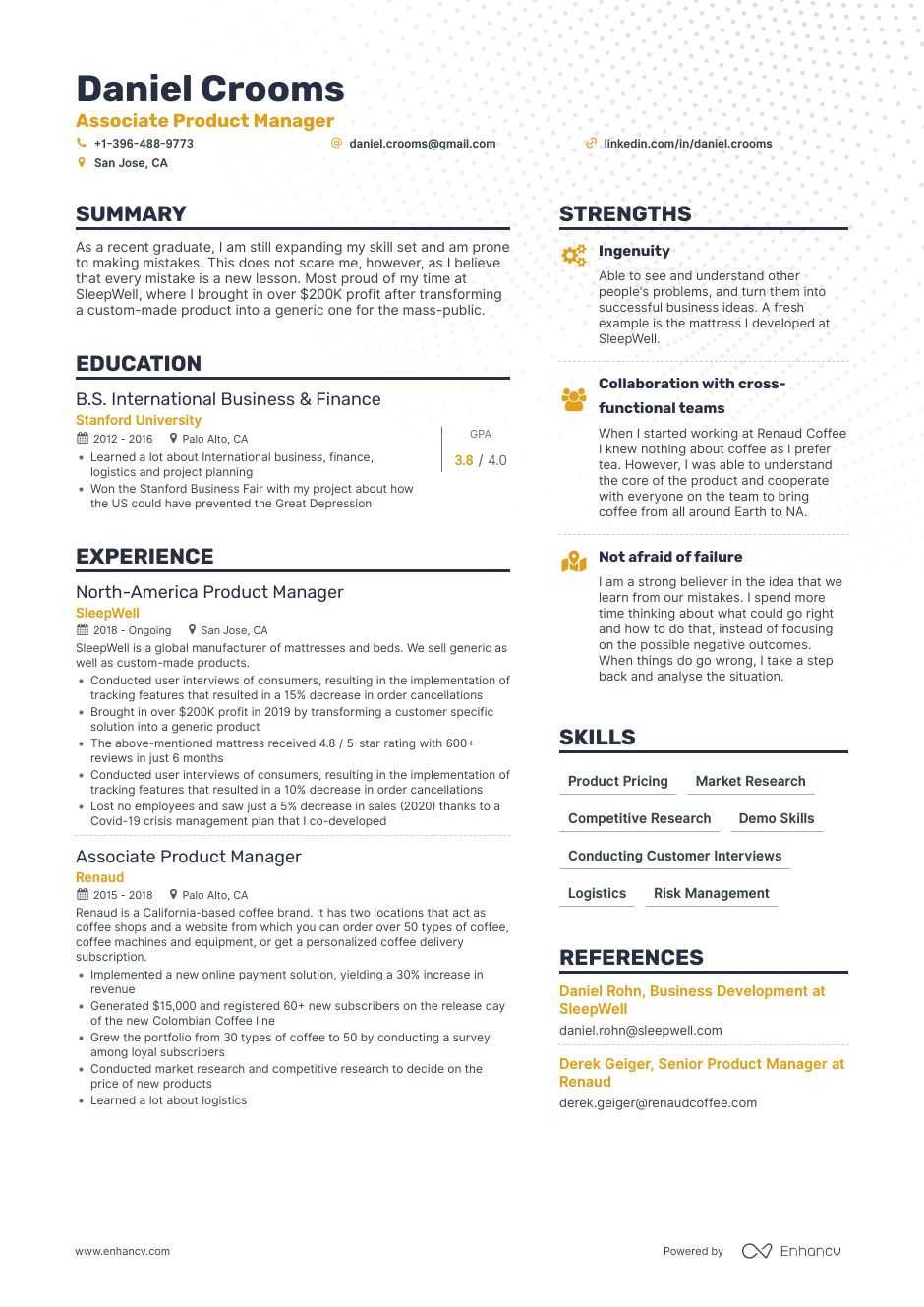 Product Management Sample Product Manager Resume Product Manager Resume Examples & Guide for 2022 (layout, Skills …