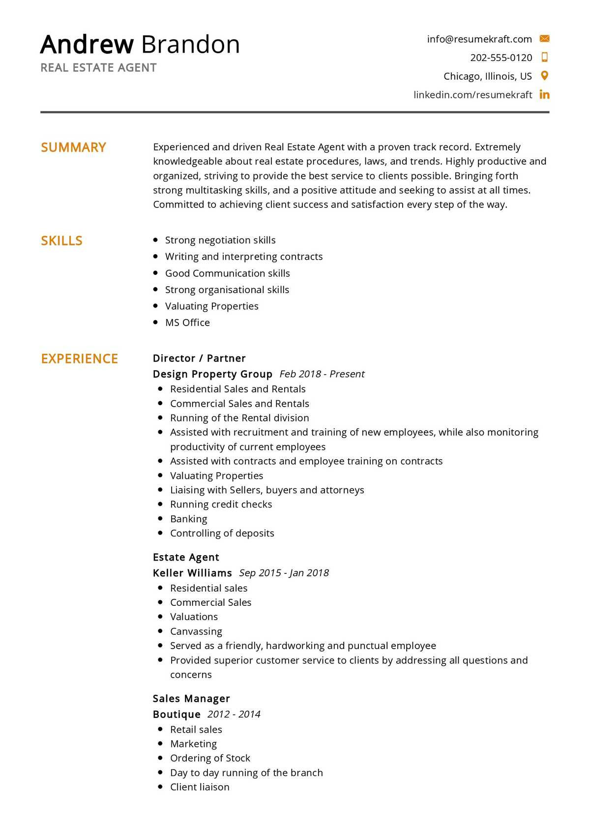 Realtor Job Description for Resume Sample Real Estate Agent Resume Sample 2022 Writing Tips – Resumekraft