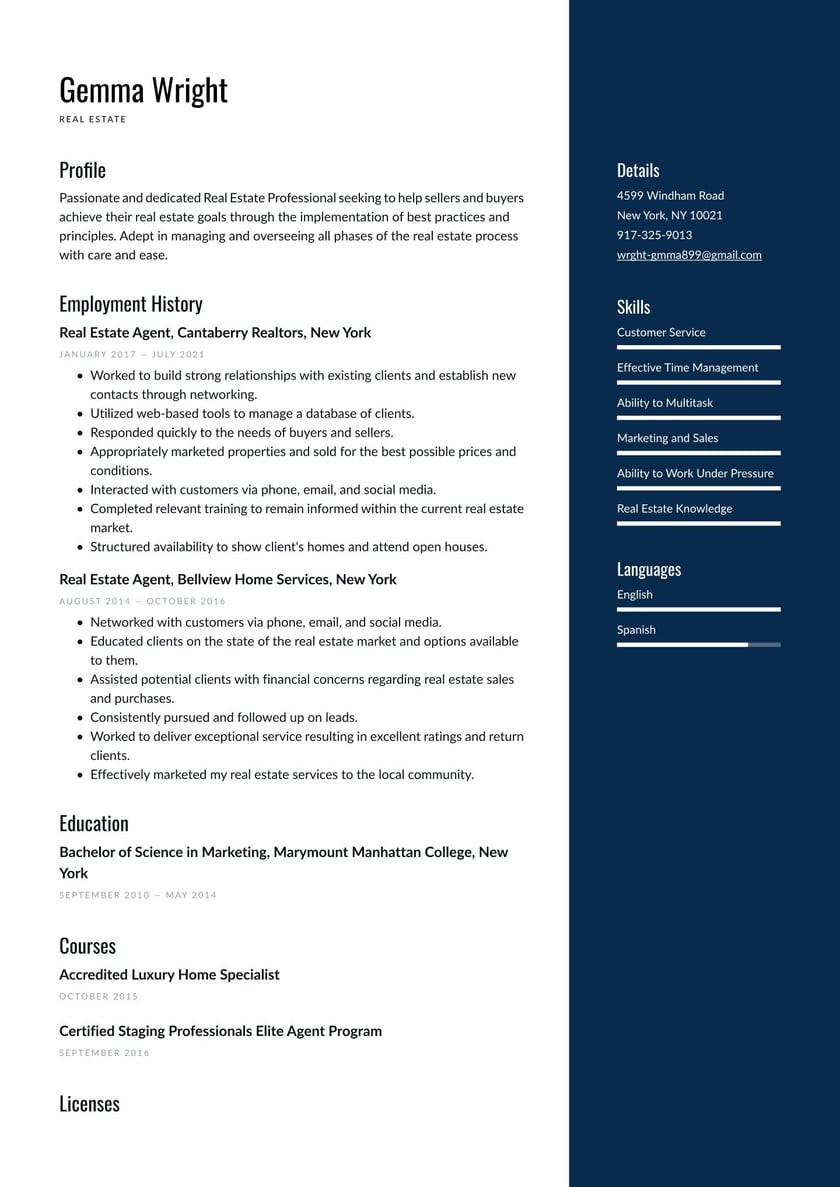 Realtor Job Description for Resume Sample Real Estate Resume Examples & Writing Tips 2022 (free Guide)