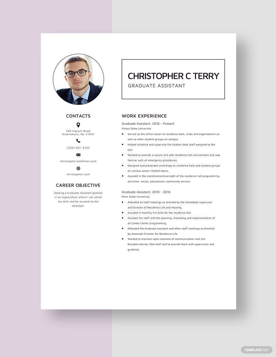 Resume for Graduate assistant Position Sample Graduate assistant Resume Template – Word, Apple Pages Template.net