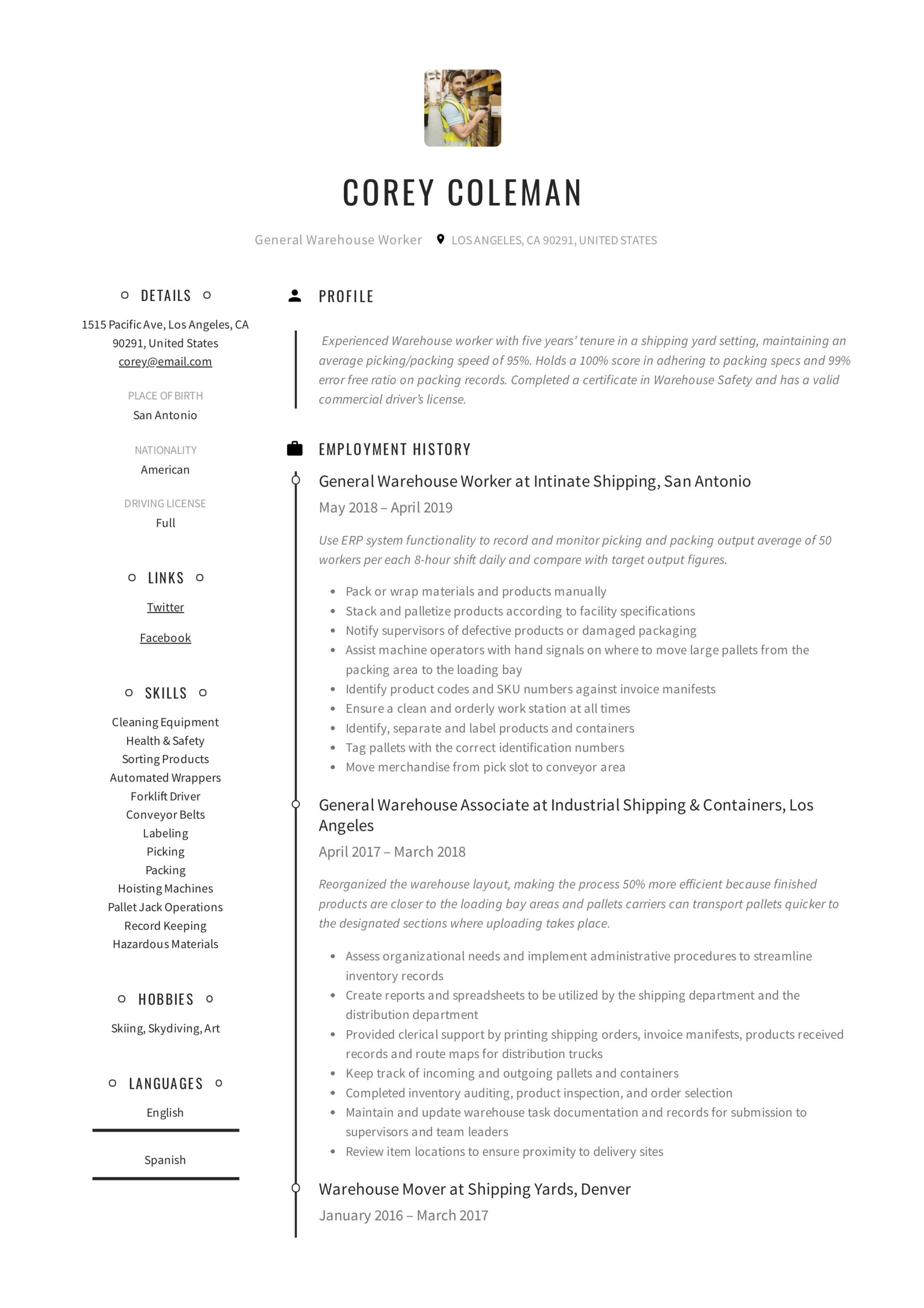 Resume Sample for A Warehouse Office Emploee General Warehouse Worker Resume Guide  12 Templates 2022