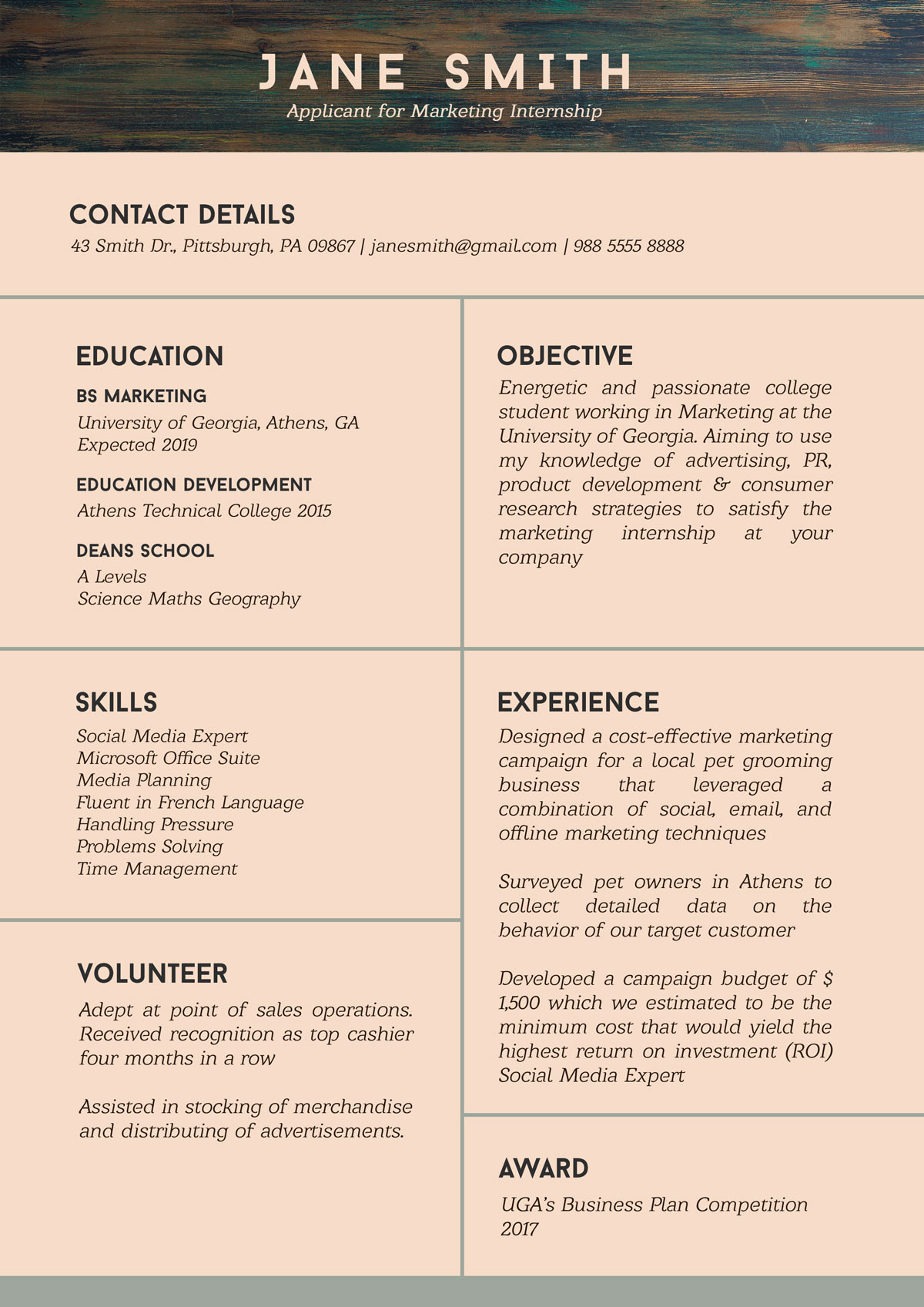 Resume Sample for Internship with No Experience Free Resume Template for Internship Student with No Experience …