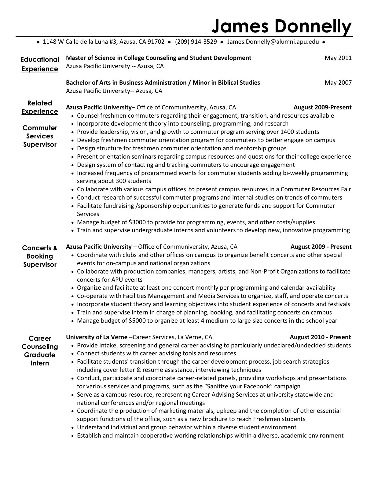 Resume Sample for Student Activities Director Student Activities Resume Jamesdonnelly