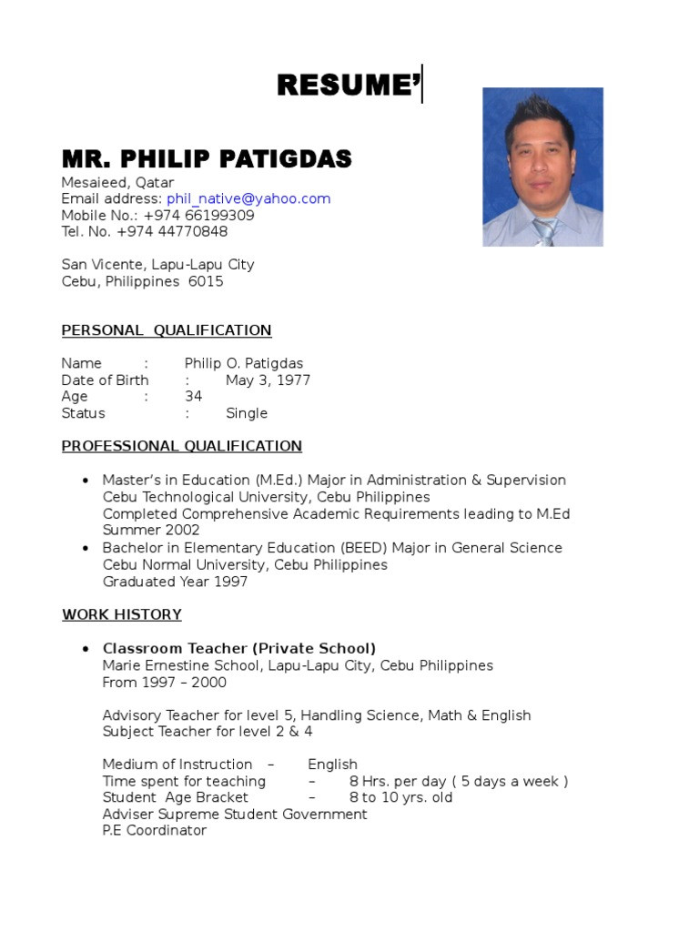 Resume Sample for Teachers In Philippines Resume for Teacher Job Pdf Teachers Teaching