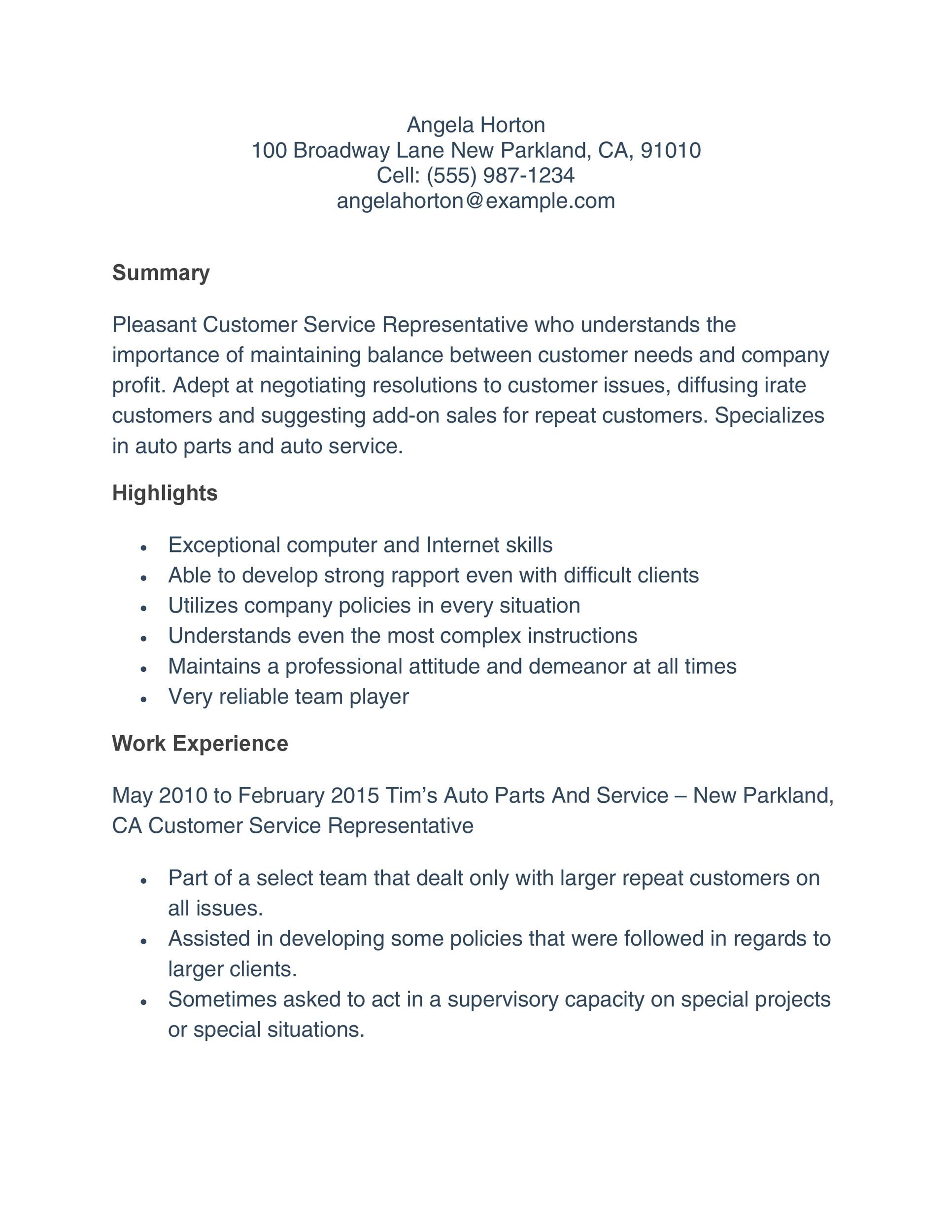 Resume Sample for Tim Hortons Job 30lancarrezekiq Customer Service Resume Examples á Templatelab