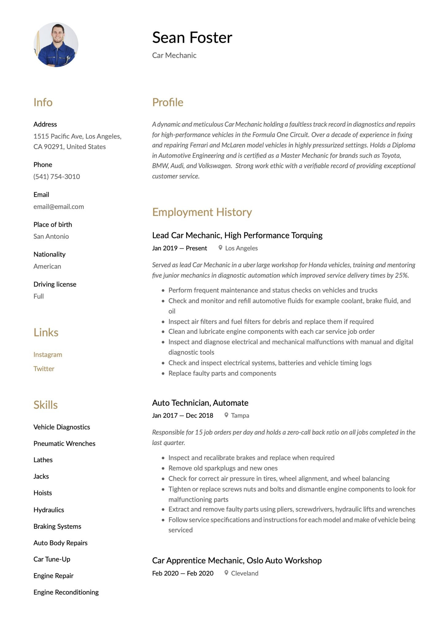 Resume Samples for Auto Body Shop Car Mechanic Resume & Guide 19 Resume Examples 2022