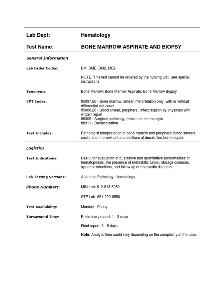 Resume Samples for Bone Marrow Lab Bone Marrow aspirate and Biopsy Pdf Biopsy Pathology