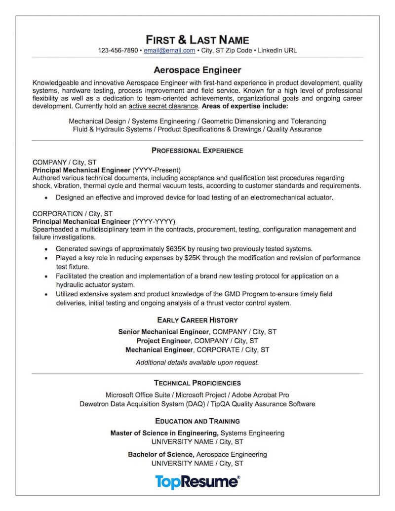 Resume Samples Objective for Technical Field Aerospace & Aviation Resume Sample Professional Resume Examples …