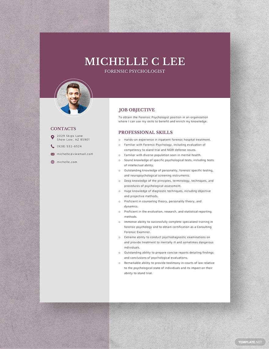 Resume Samples Objectives for forensic Science Free Free forensic Psychologist Resume Template – Word, Apple …