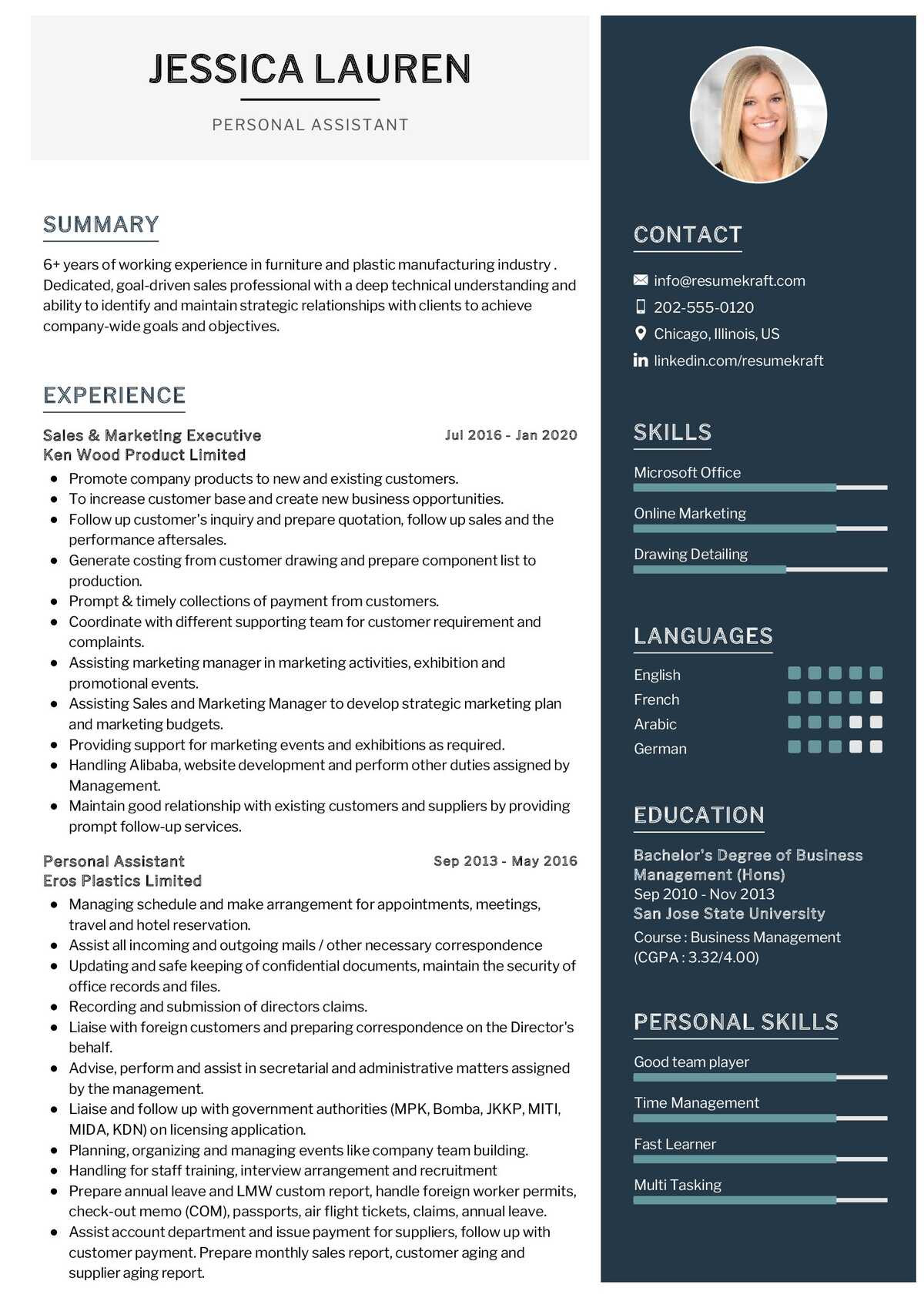 Resume Samples Of A Personal assistant Personal assistant Resume Sample 2021 Writing Guide – Resumekraft