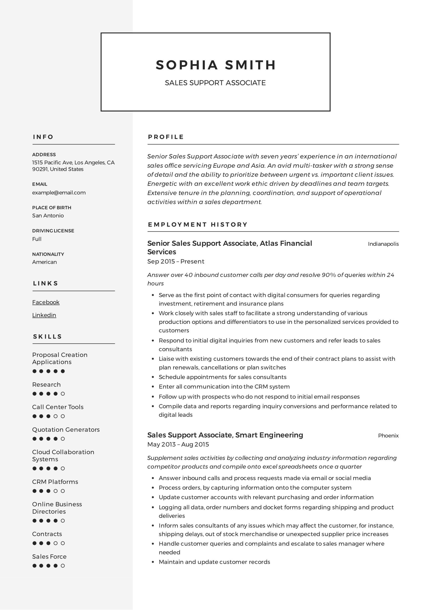 Sales Support Engineer Job Resume Sample Sales Support associate Resume & Guide  12 Resume Examples 2020