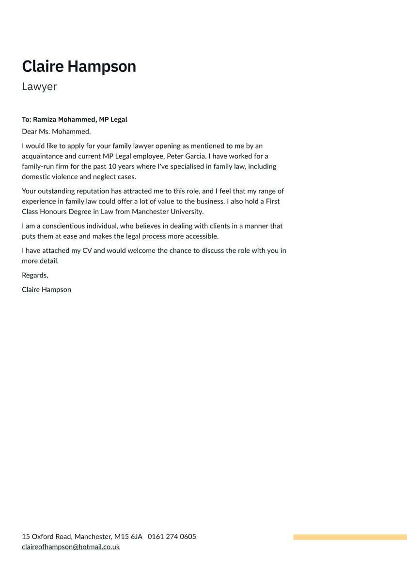 Sample Cover Letter for attorney Resume Lawyer Cover Letter Examples & Expert Tips [free] Â· Resume.io