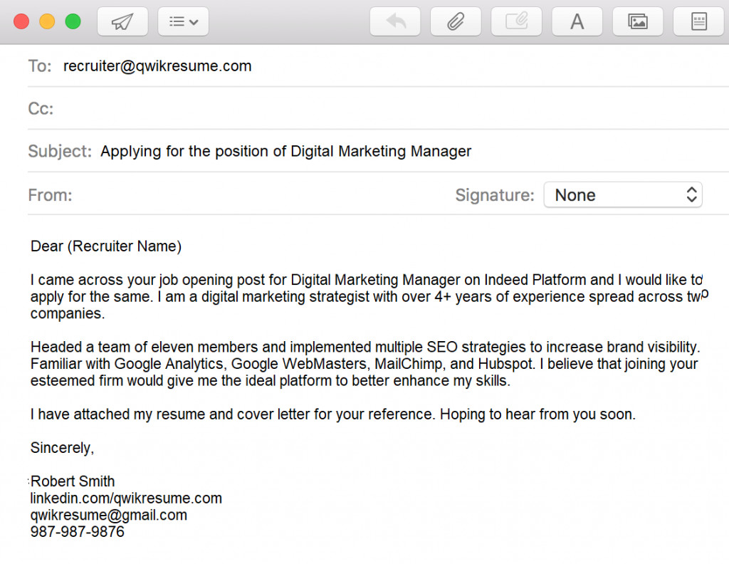 Sample format for Sending Resume Through Email How to Email A Resume to Recruiter Sample & Writing Tips Sample format for Sending Resume Through Email How to Email A Resume to Recruiter Sample & Writing Tips