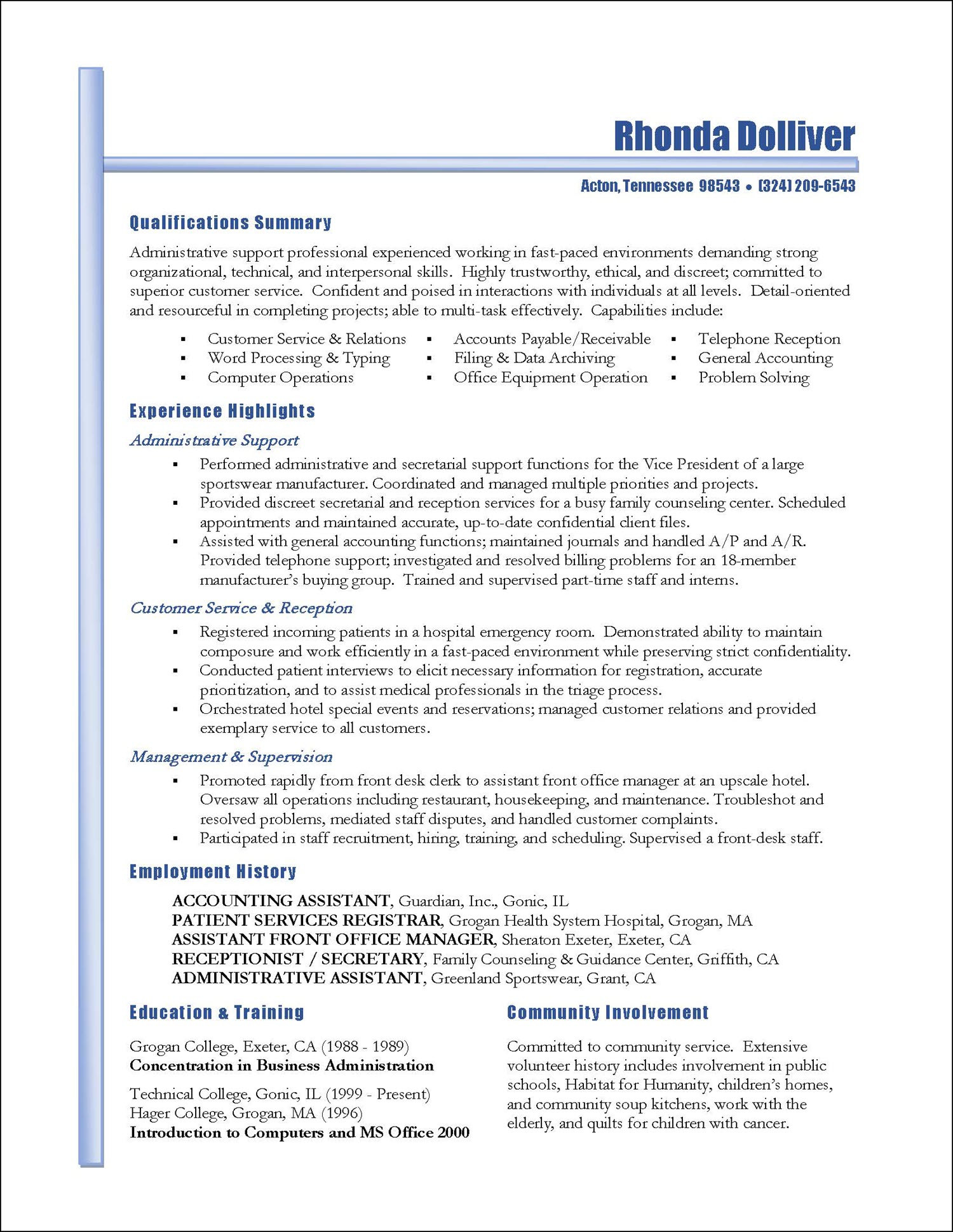 Sample Functional Resume for Administrative assistant Administrative assistant Resume – Distinctive Career Services
