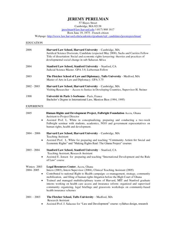 Sample Law School Resume for Admissions Law School Resume Template