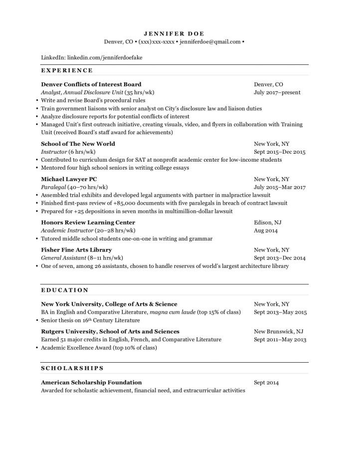 Sample Law School Resume for Admissions the Guide to the Perfect Law School Resume [with T14 Admit