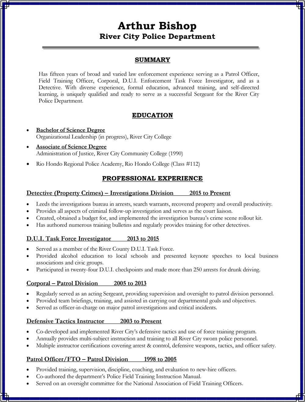 Sample Objectives for Resumes Law Enforcement Building Your Promotional Resume? Consider these Sections – Police …