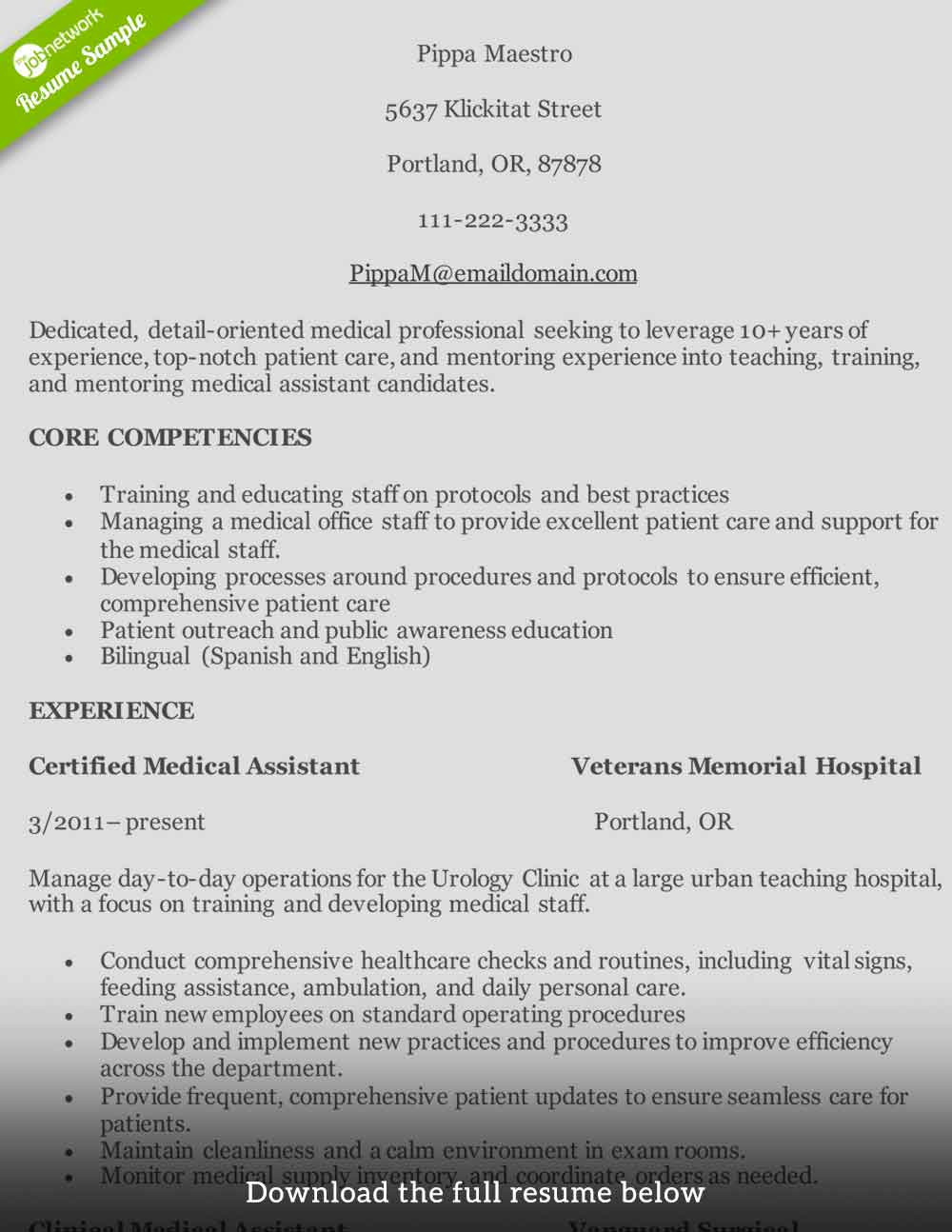 Sample Objectives for Resumes Medical assistant How to Write A Medical assistant Resume (with Examples)
