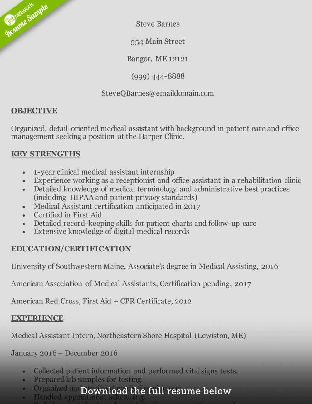 Sample Objectives for Resumes Medical assistant How to Write A Medical assistant Resume (with Examples)