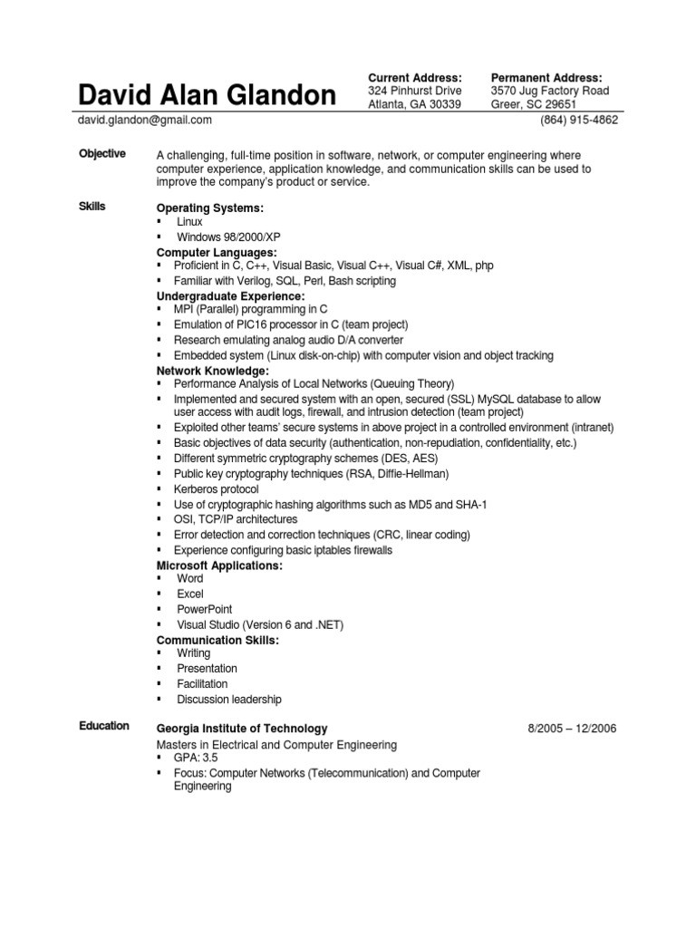 Sample Objectives In Resume for Ojt Computer Engineering Ece Sample Resume Pdf Cryptography Programmer