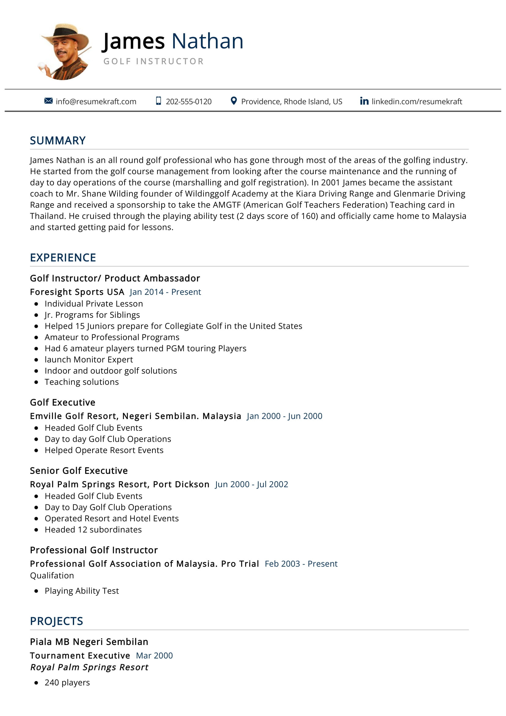 Sample Of Golf Resume for Job Application Golf Instructor Resume Sample 2022 Writing Tips – Resumekraft