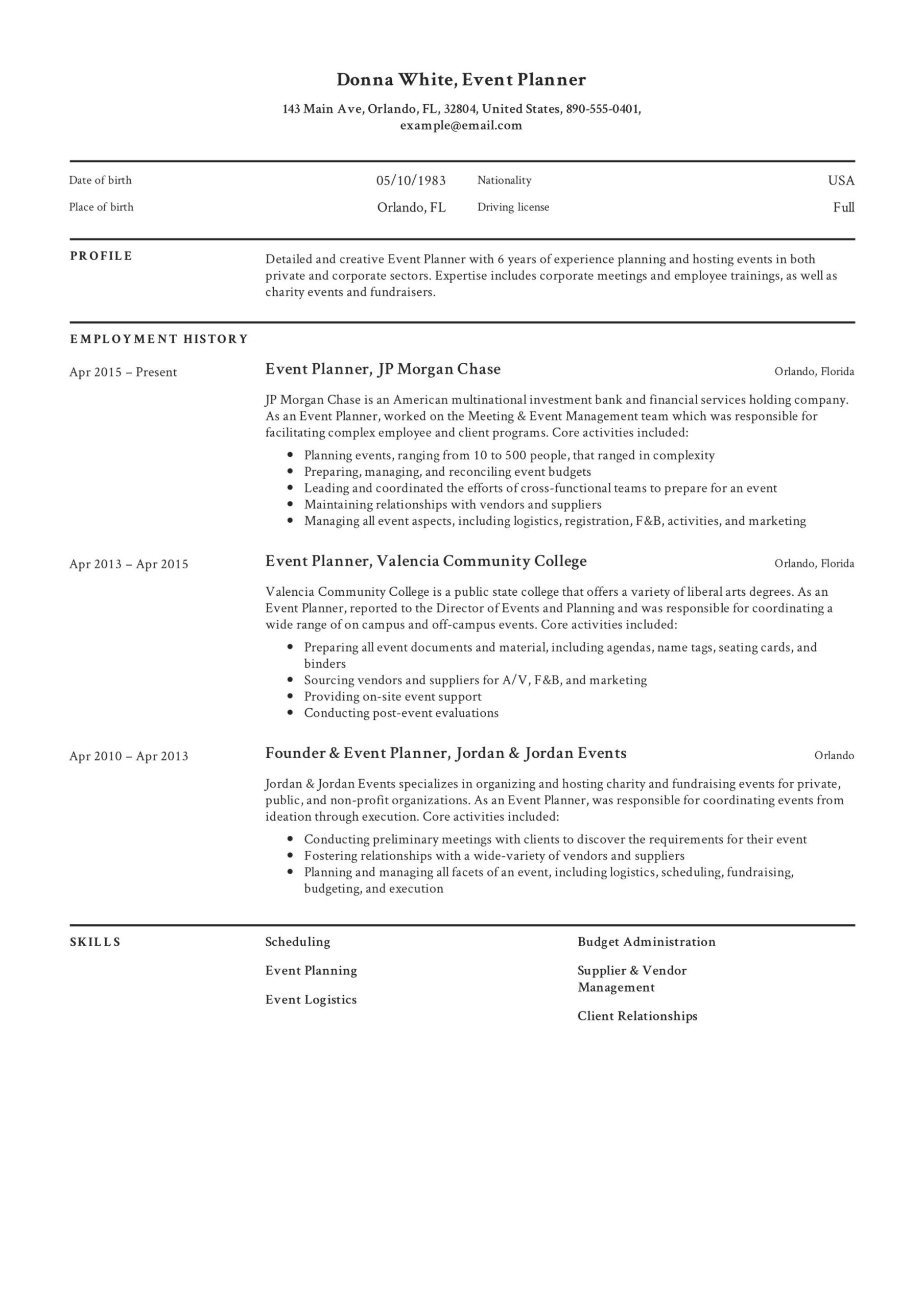 Sample Of Good Meeting Planner Resume Guide: event Planner Resume 12 Templates Pdf 2022