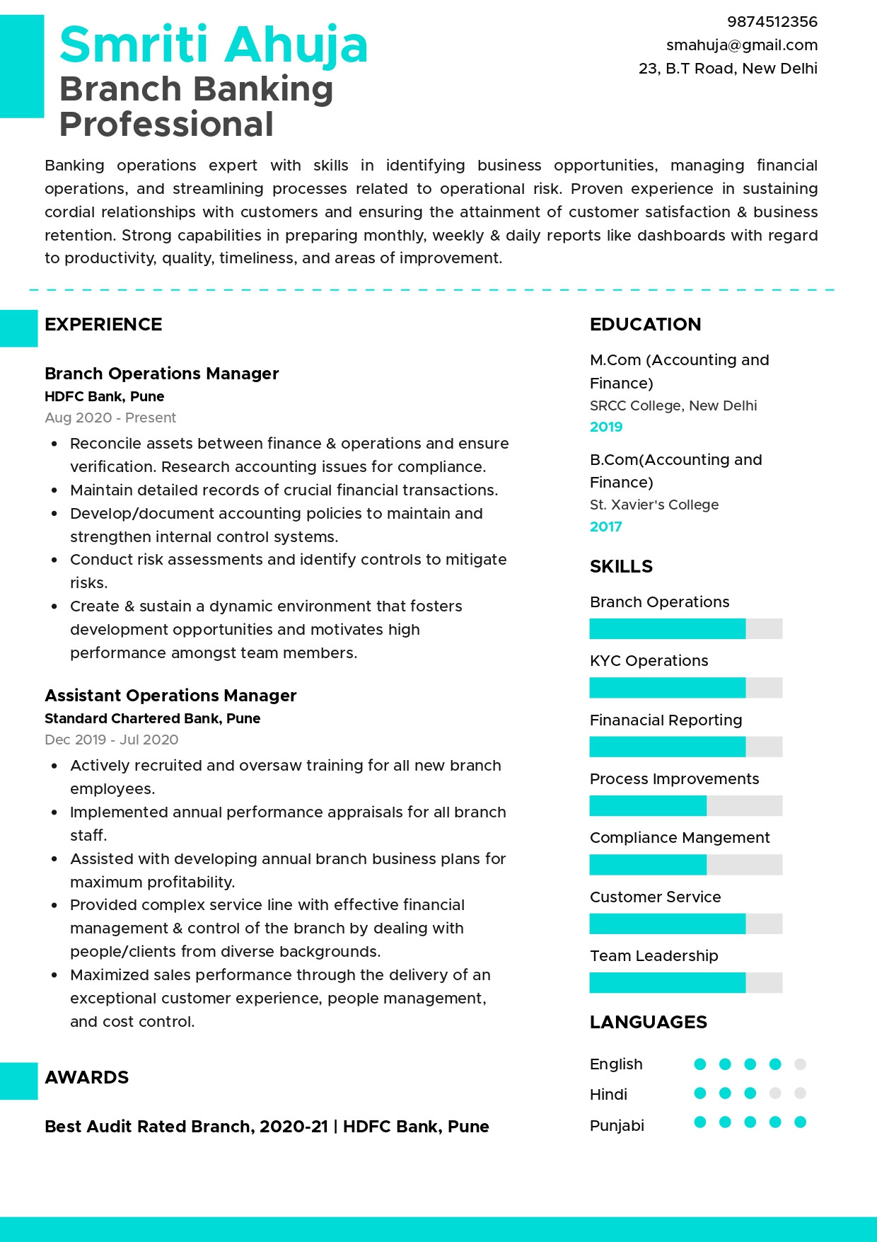 Sample Of Good Objective On Resume for Banking Accounting Sample Resume Of Branch Banking Professional with Template …