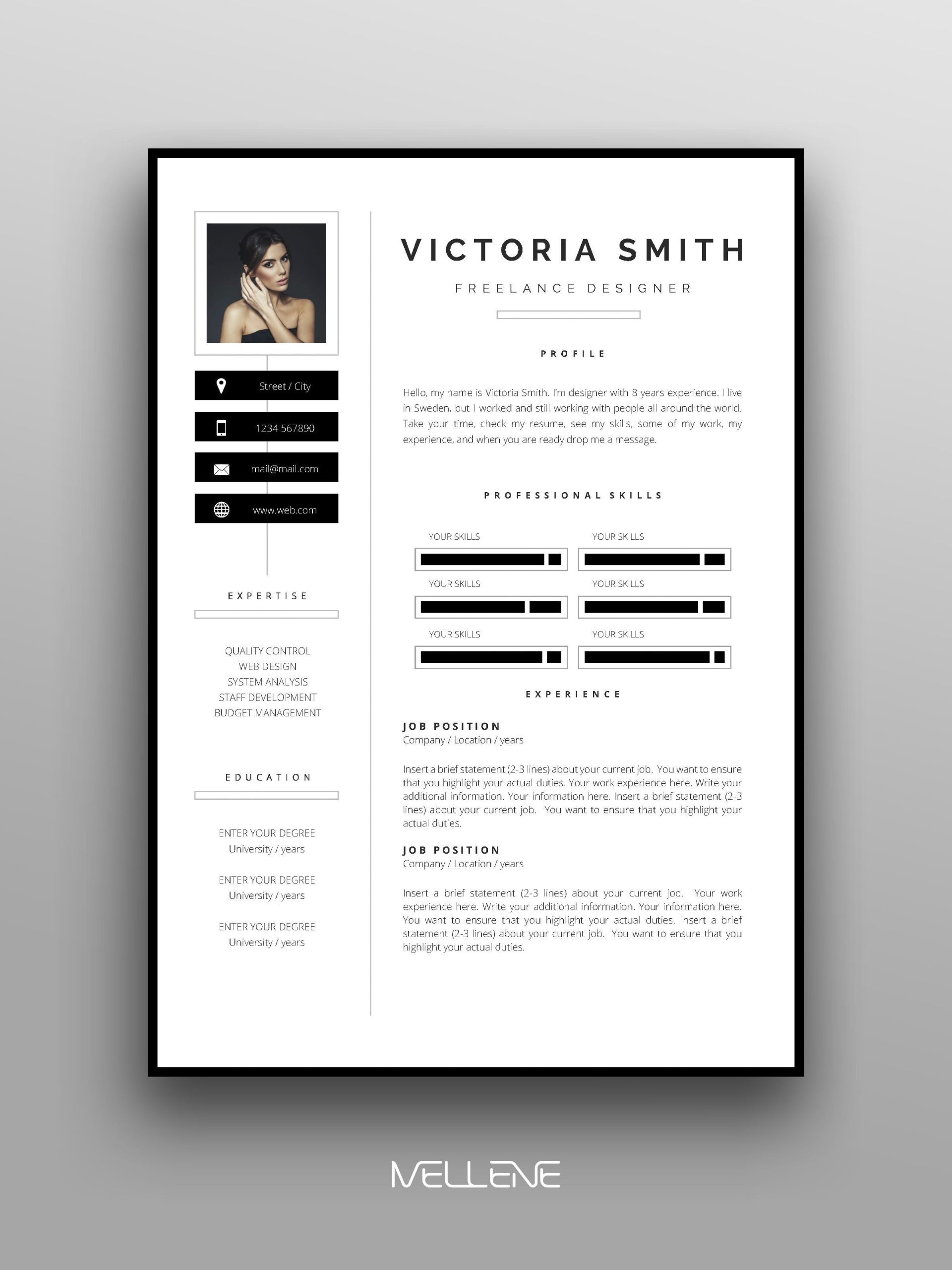 Sample Of Resume In Indesign for Two People Resume Template 3 Page / Cv Template Cover Letter / Instant – Etsy …