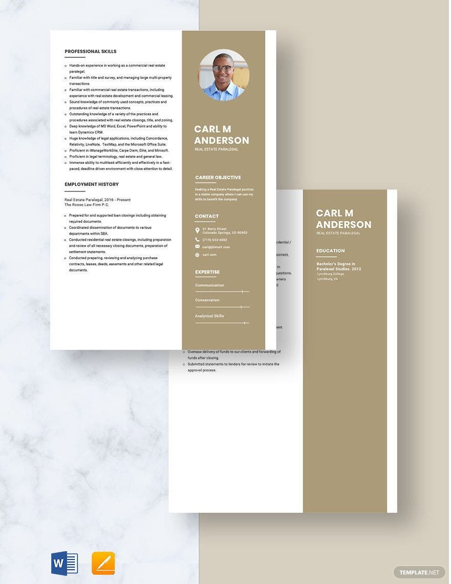 Sample Real Estate Paralegal Resumes Residential Real Estate Paralegal Resume Template – Word, Apple Pages …