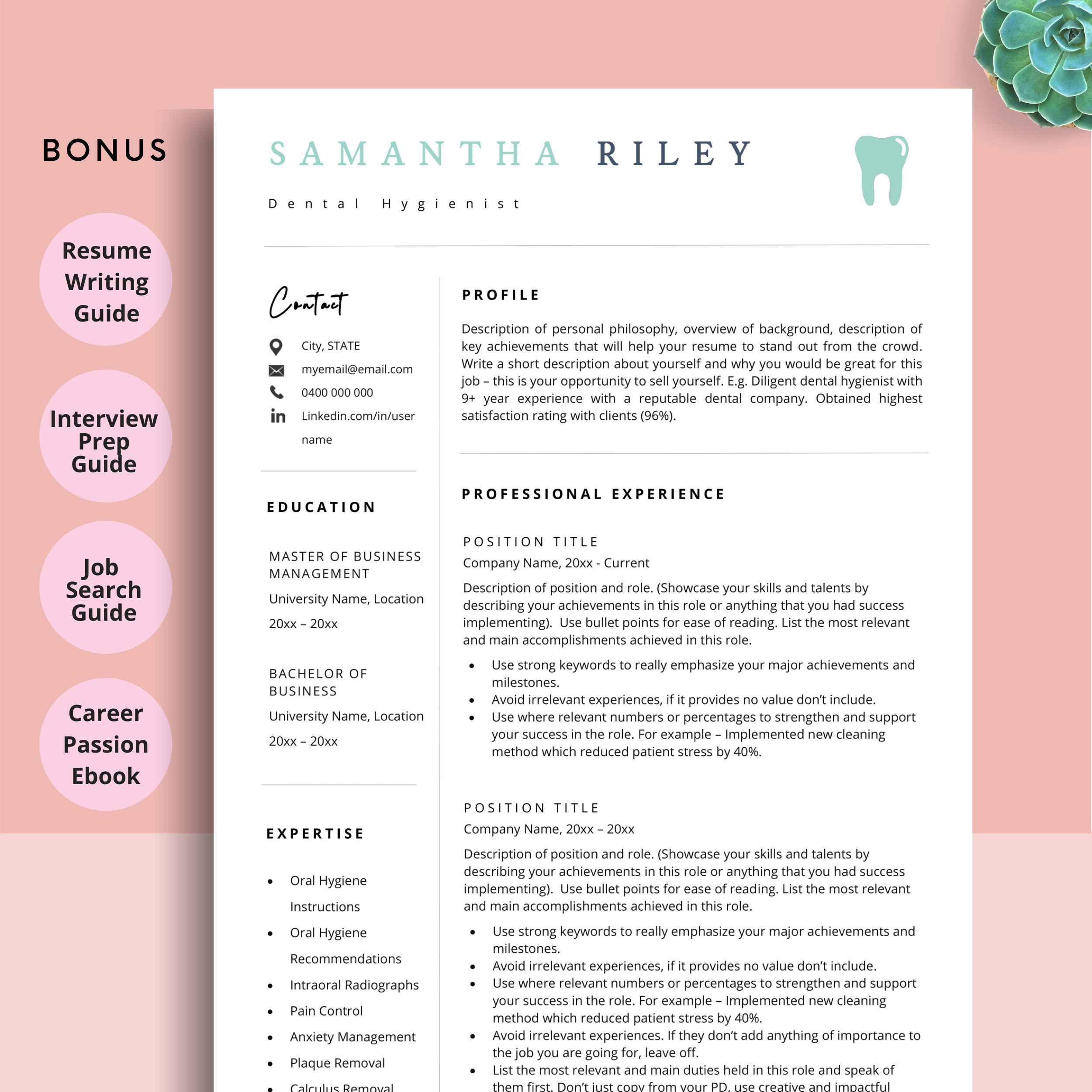 Sample Resume Dental assistant Skills Checklist Dental Resume Template Dental assistant Resume Dental – Etsy.de