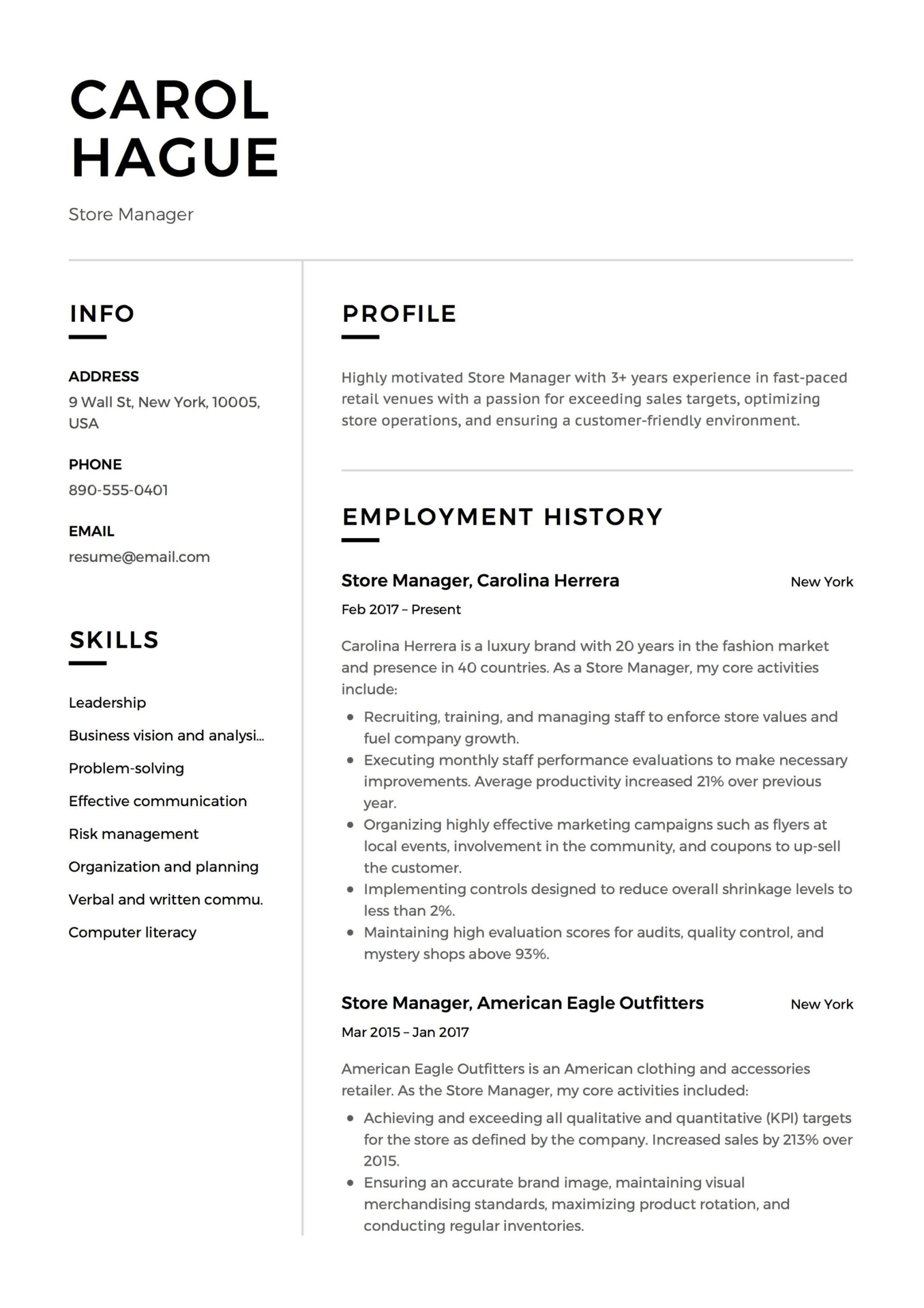 Sample Resume Department Store Sales Professional Retail Resume Examples 2022 Free Downloads Pdfs