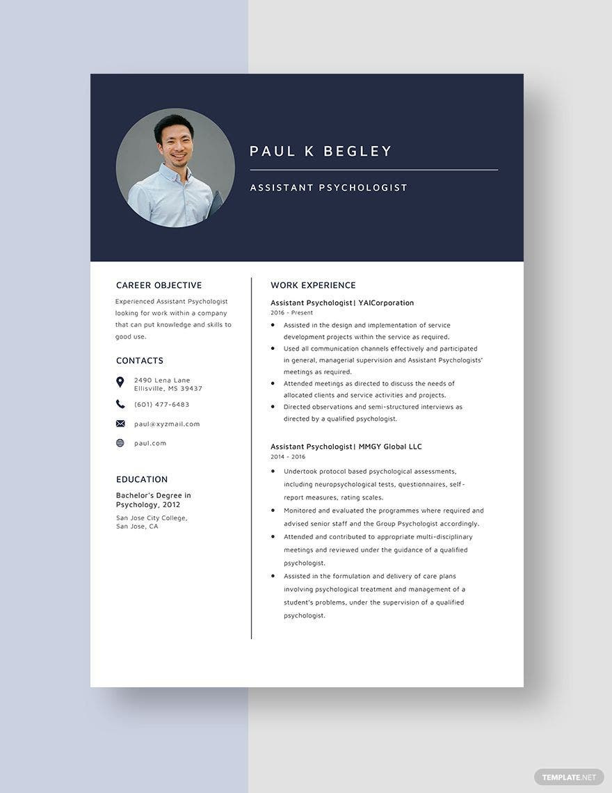 Sample Resume for A Psychology Graduate Psychologist Resume Templates – Design, Free, Download Template.net