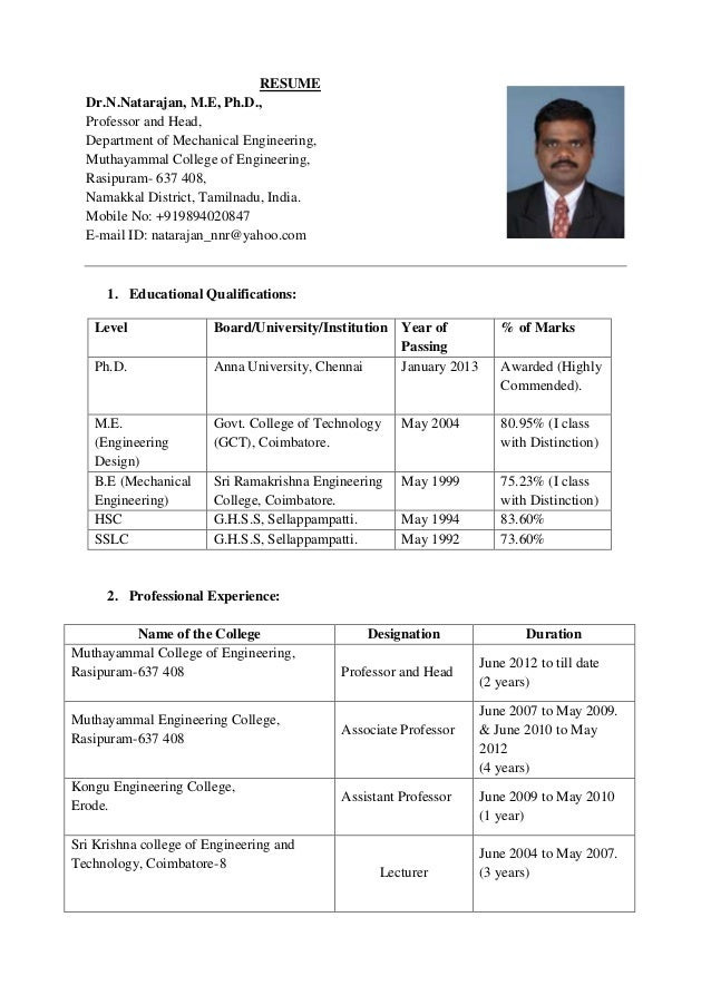 Sample Resume for assistant Professor In Civil Engineering Resume Dr N Natarajan 14 03 2014 Sample Resume for assistant Professor In Civil Engineering Resume Dr N Natarajan 14 03 2014