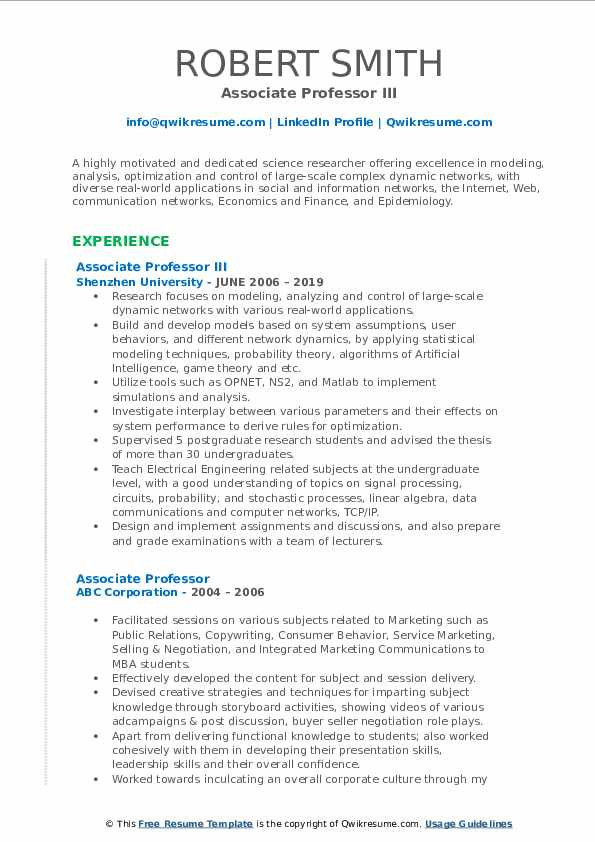 Sample Resume for assistant Professor In Electrical Engineering associate Professor Resume Samples