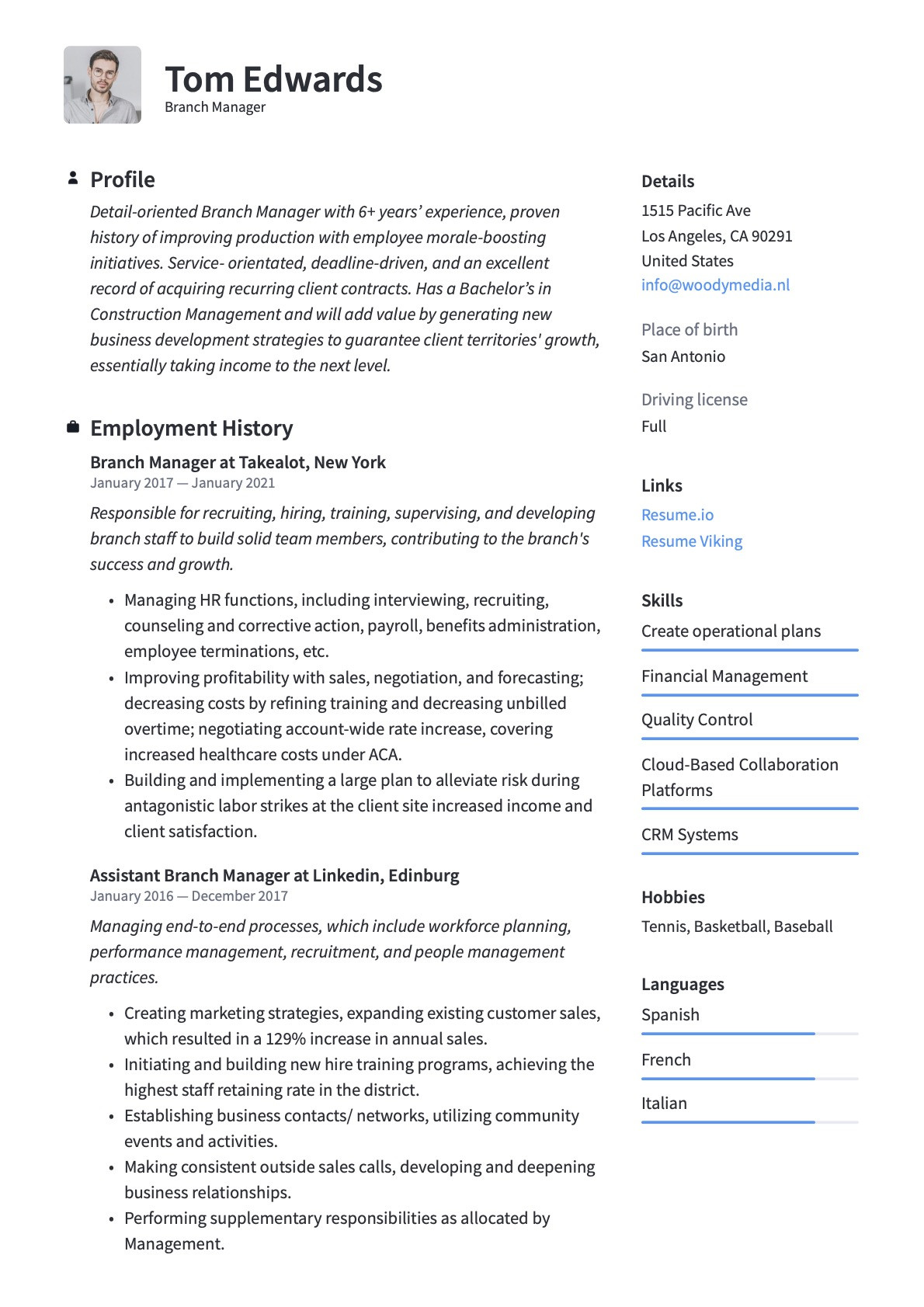 Sample Resume for Construction Branch Coordinagtor Branch Manager Resume & Guide 20 Templates 2022