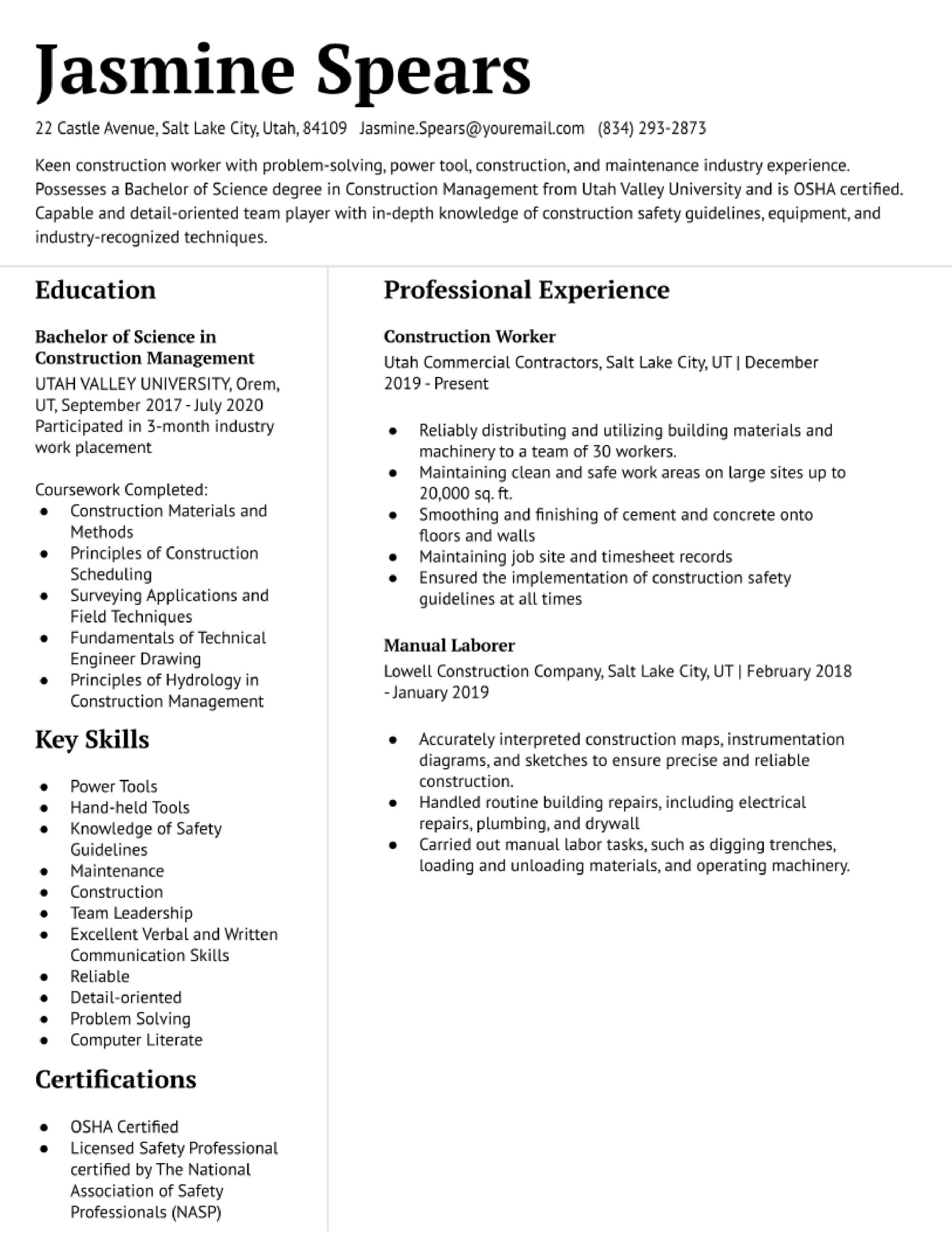Sample Resume for Construction Project Manager Position Construction Project Manager Resume Examples In 2022 …