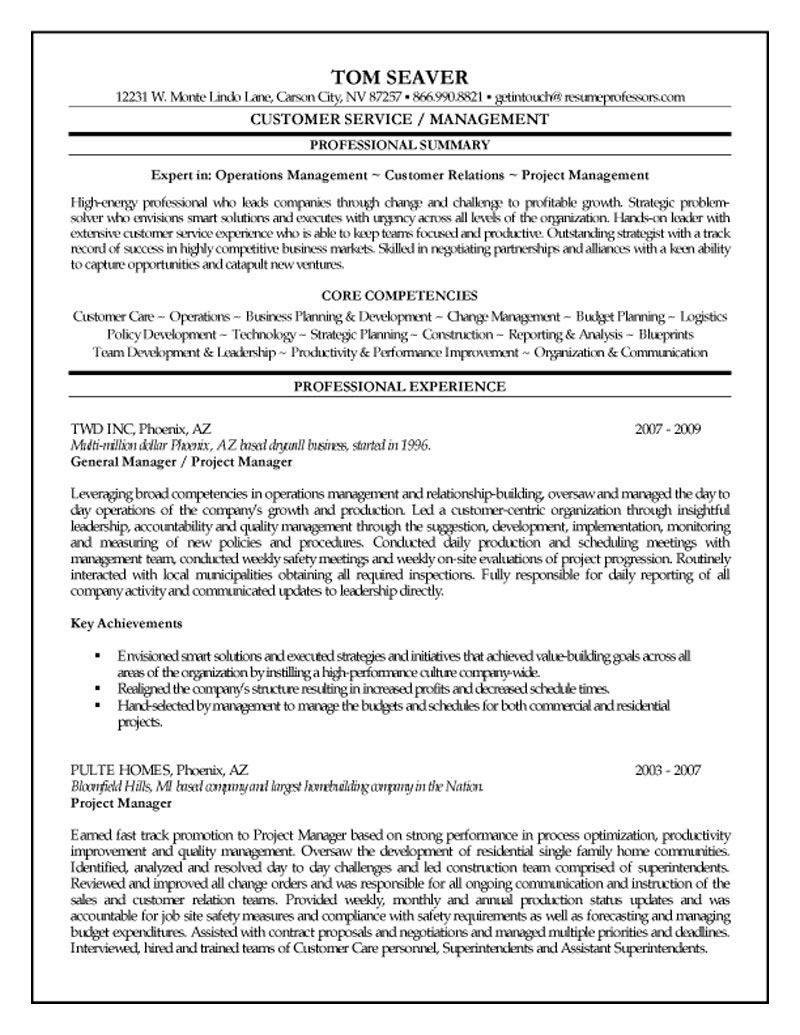 Sample Resume for Construction Project Manager Position Construction Project Manager Resume