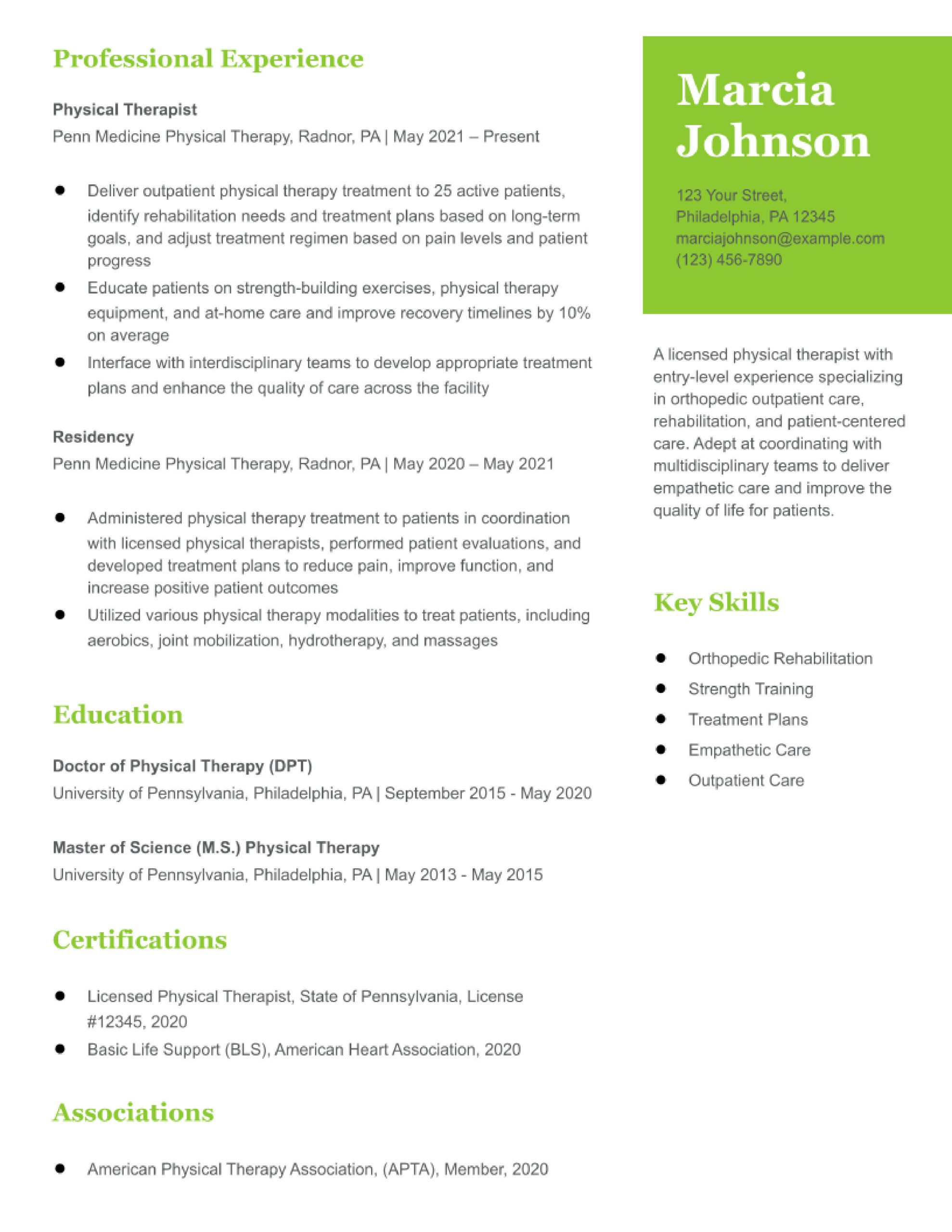 Sample Resume for Entry Level Physical therapist assistant Physical therapist Resume Examples In 2022 – Resumebuilder.com