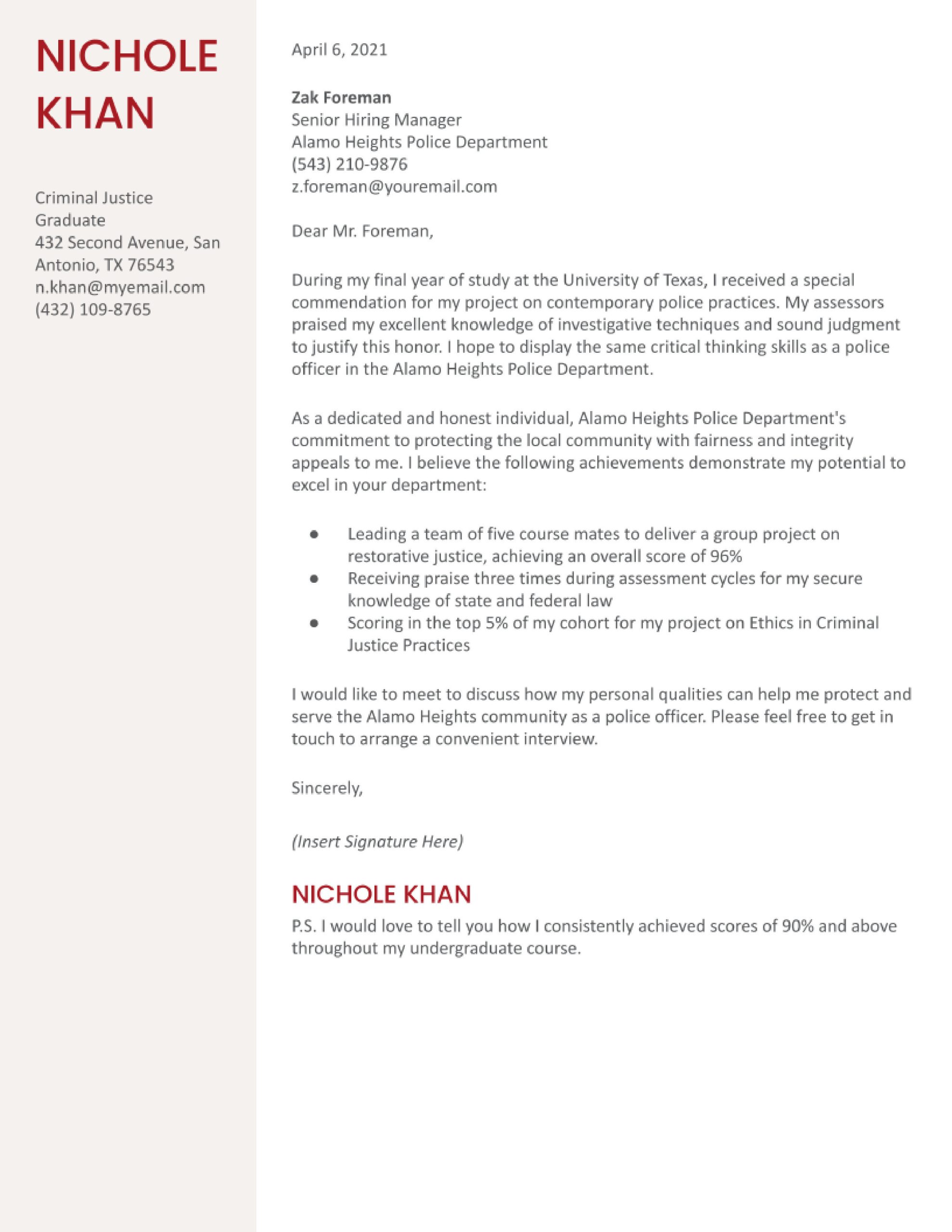 Sample Resume for Entry Level Police Officer Police Officer Cover Letter Examples In 2022 – Resumebuilder.com