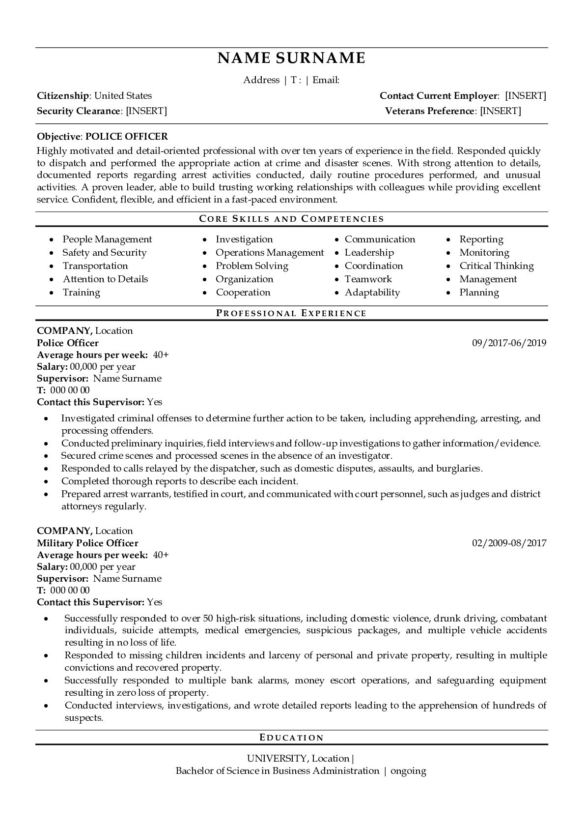 Sample Resume for Entry Level Police Officer Police Officer Resume Example Pdf – Entry Level Cv Sample Resumegets