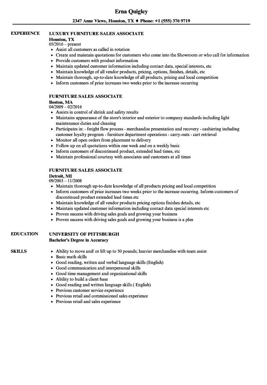 Sample Resume for Furniture Store Manager Retail Sales associate Resume Sample Fantastic Furniture Sales …