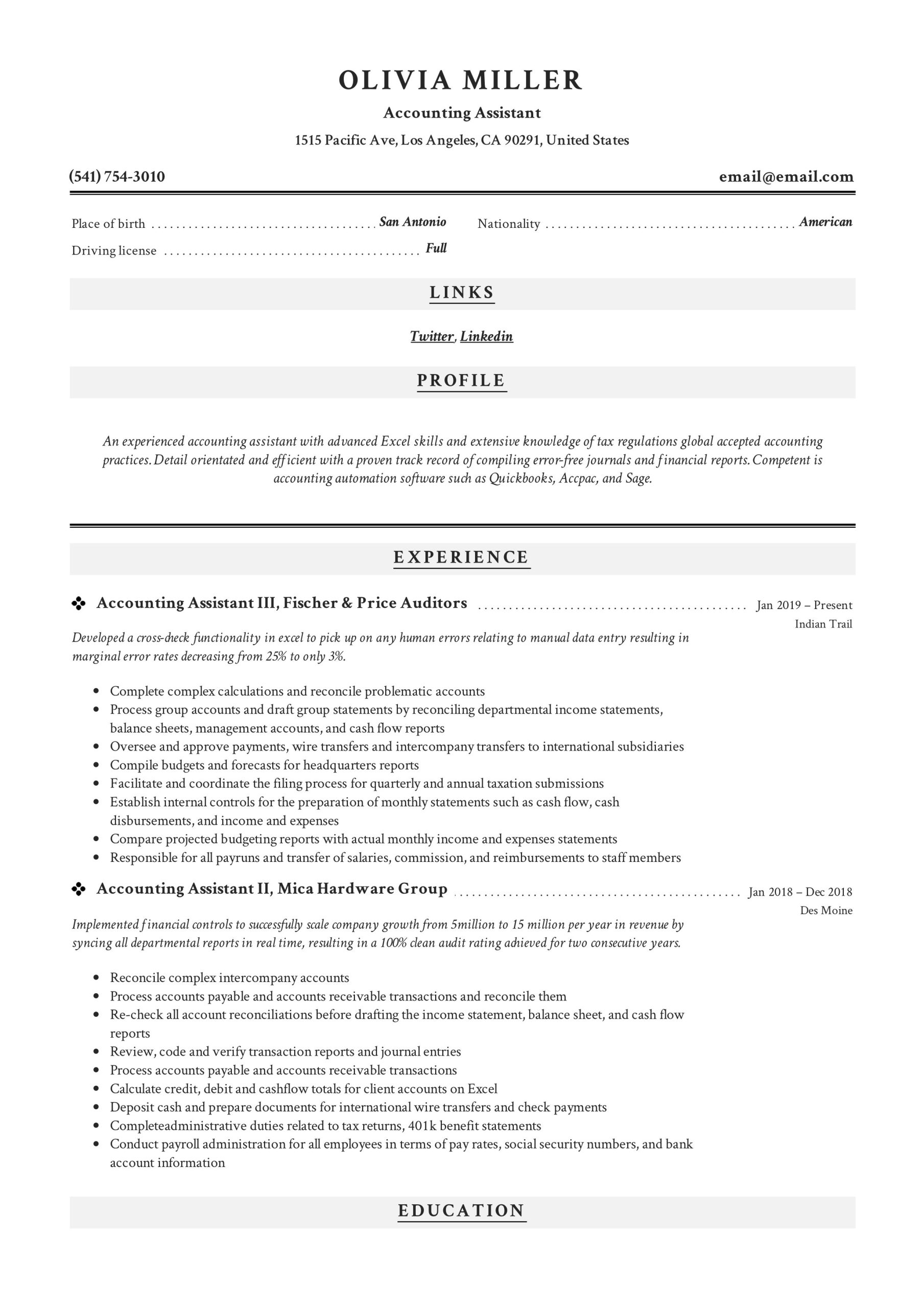 Sample Resume for Job Application Accountant Accounting & Finance Resume Examples 2022 Free Pdf’s