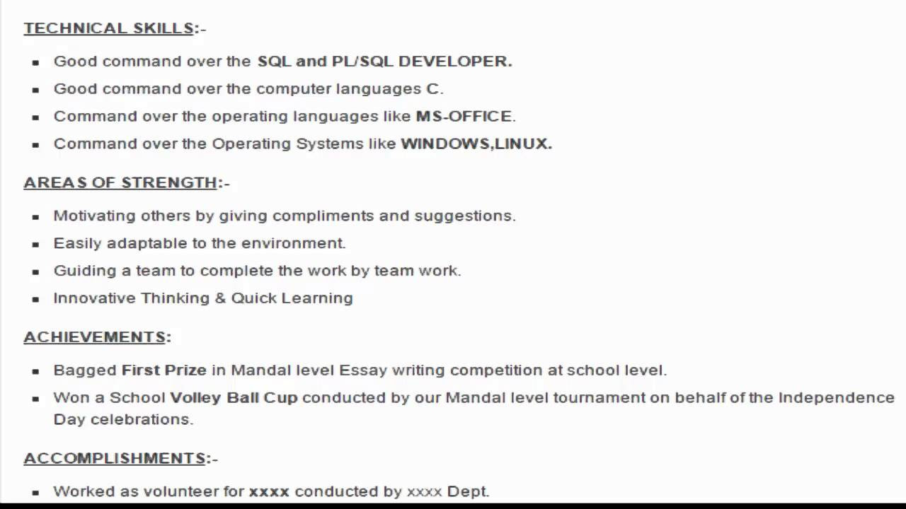 Sample Resume for Pl Sql Developer Sql Developer Sample Resume format