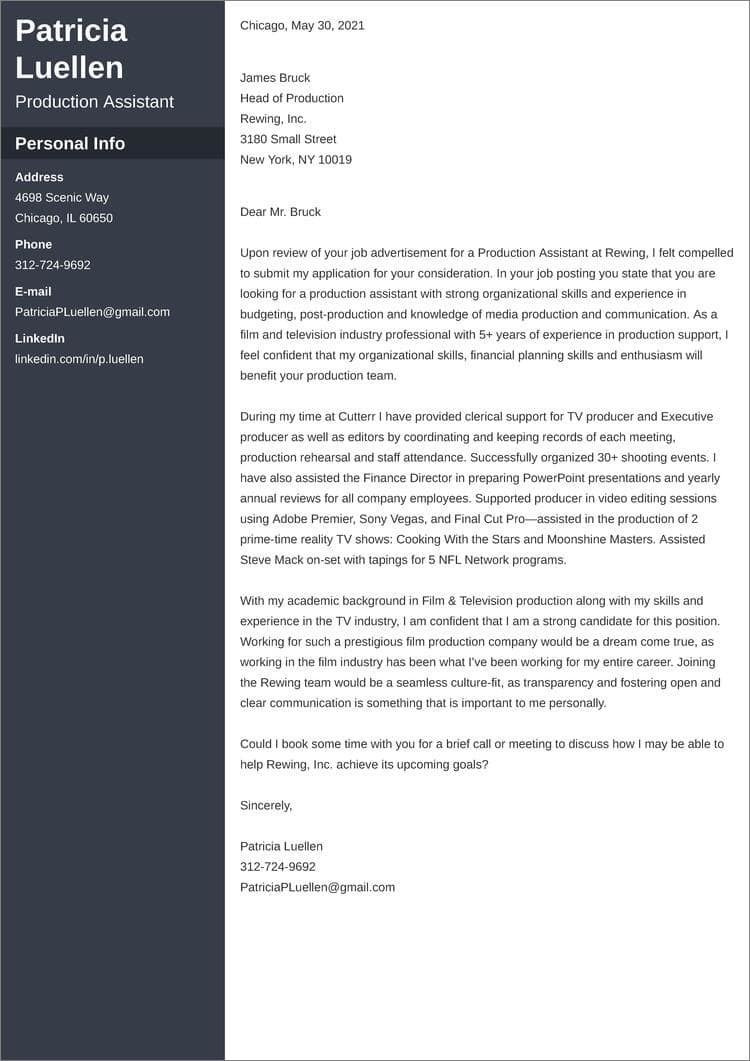 Sample Resume for Production assistant In Film Production assistant Cover Letterâsamples & Templates