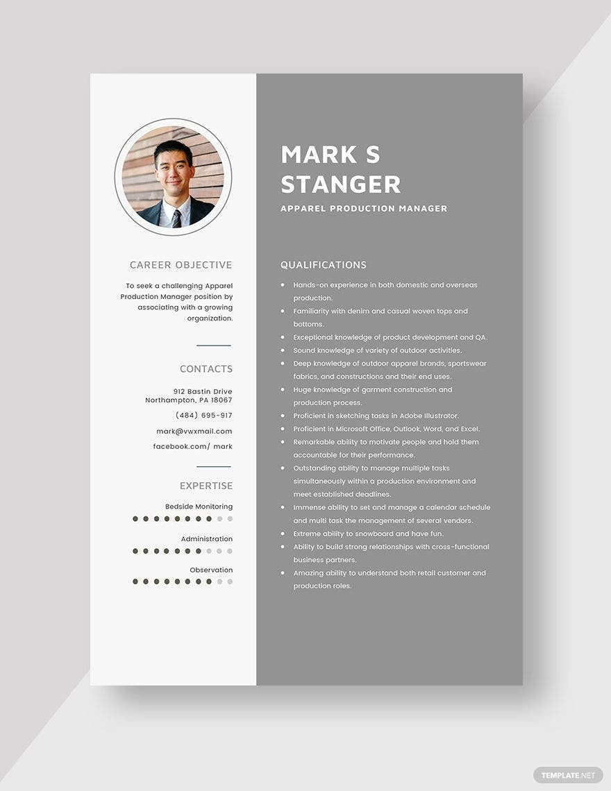 Sample Resume for Production Manager Post Free Free Apparel Production Manager Resume Template – Word …