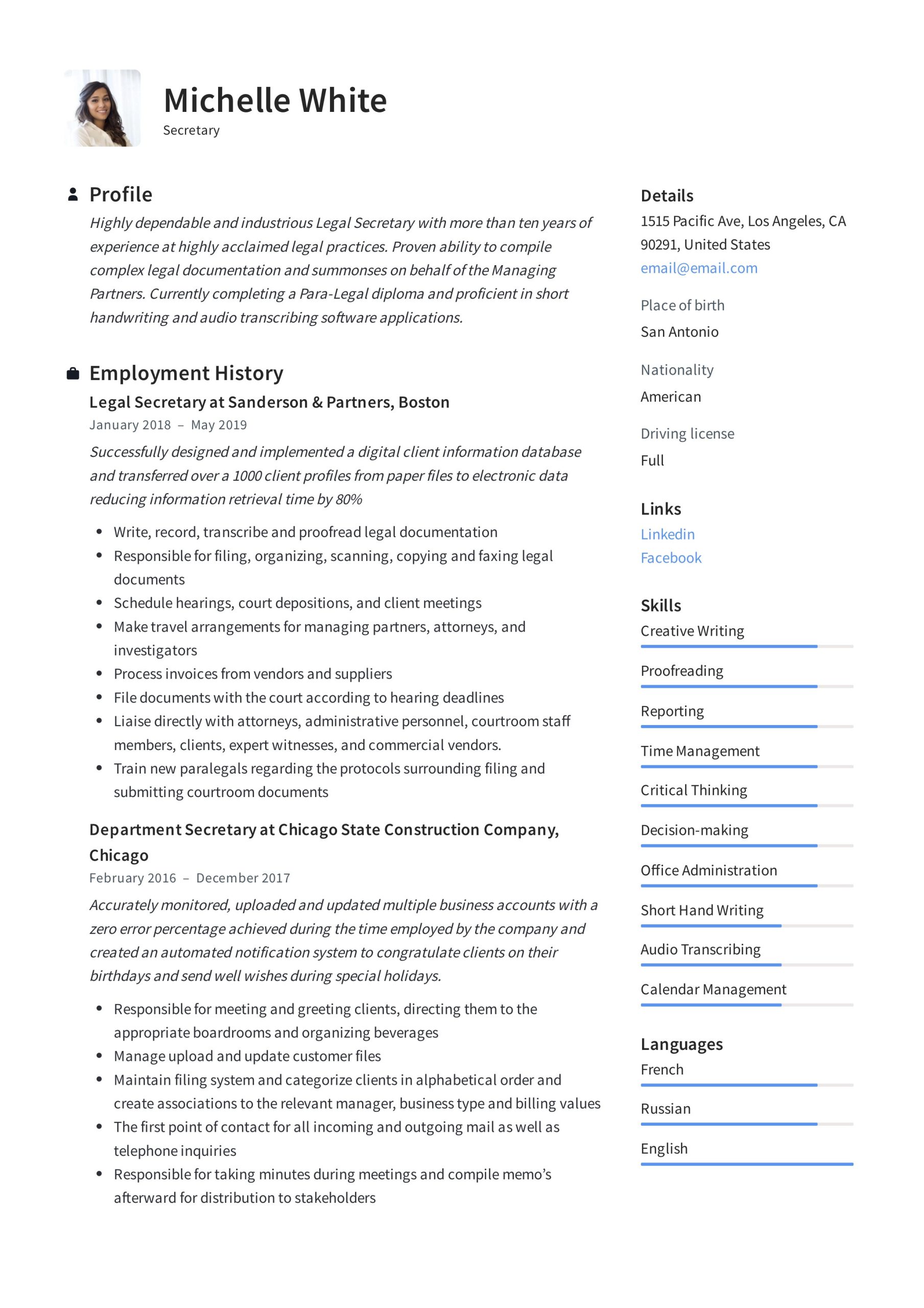 Sample Resume for Secretary In School Secretary Resume & Writing Guide  12 Template Samples Pdf