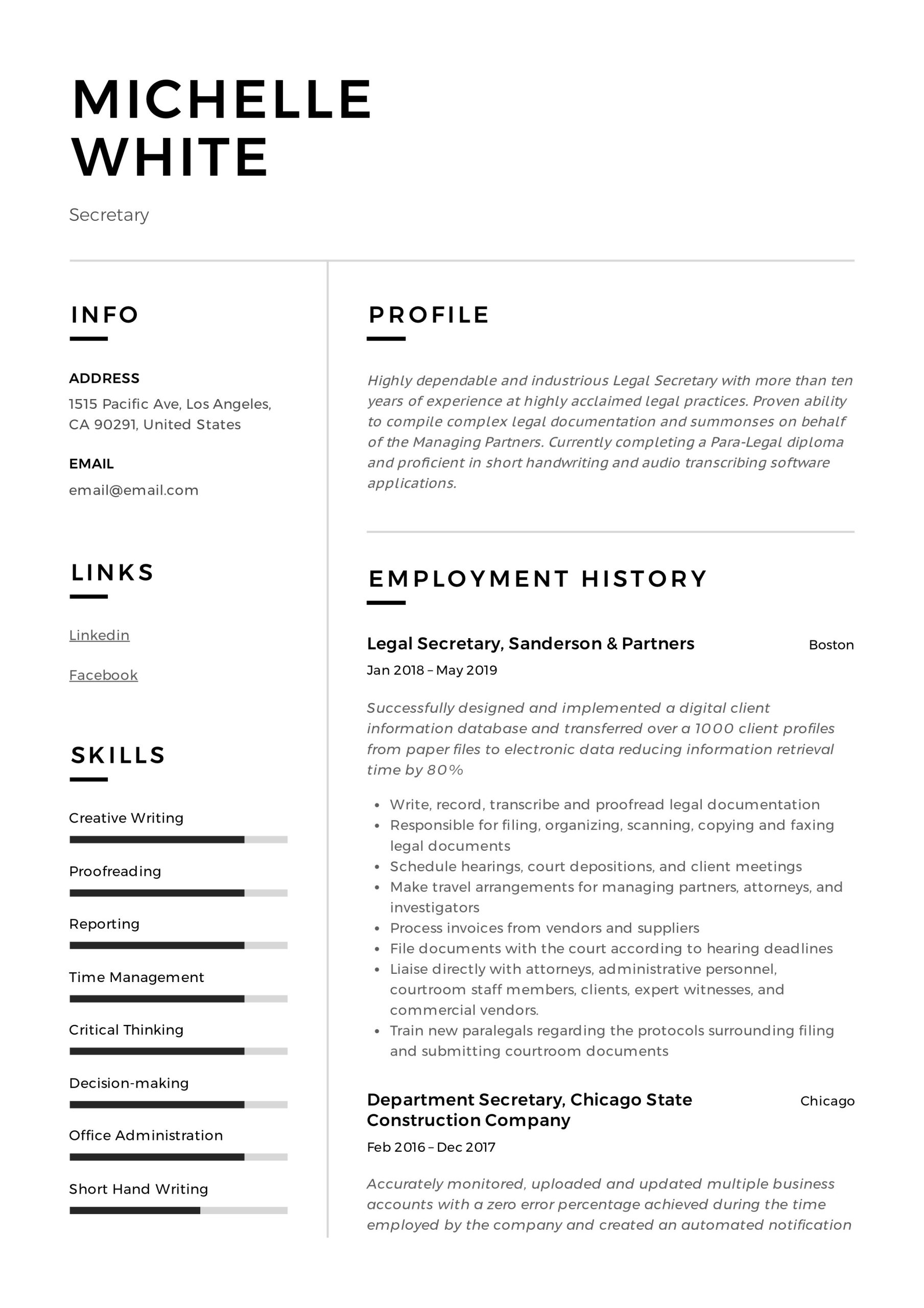 Sample Resume for Secretary In School Secretary Resume & Writing Guide  12 Template Samples Pdf