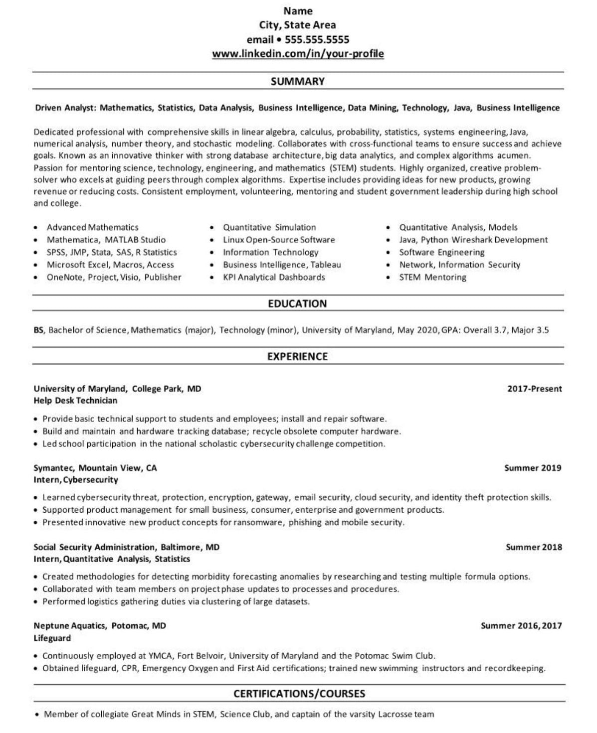 Sample Resume for Undergraduate College Students College Student/entry Level Resume & Linkedin Profile Examples