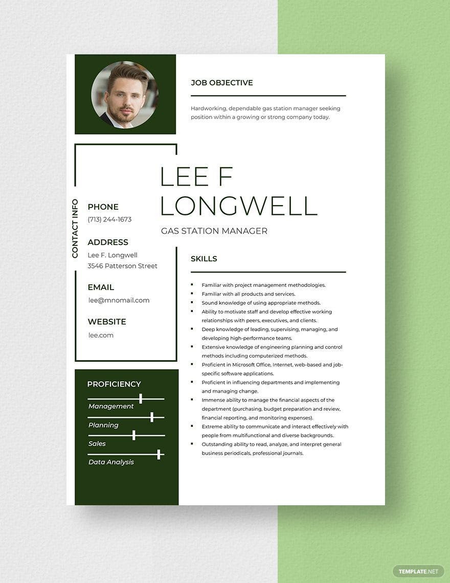 Sample Resume Gas Station Convenience Store Manager Gas Station Cashier Resume Template – Word, Apple Pages Template.net