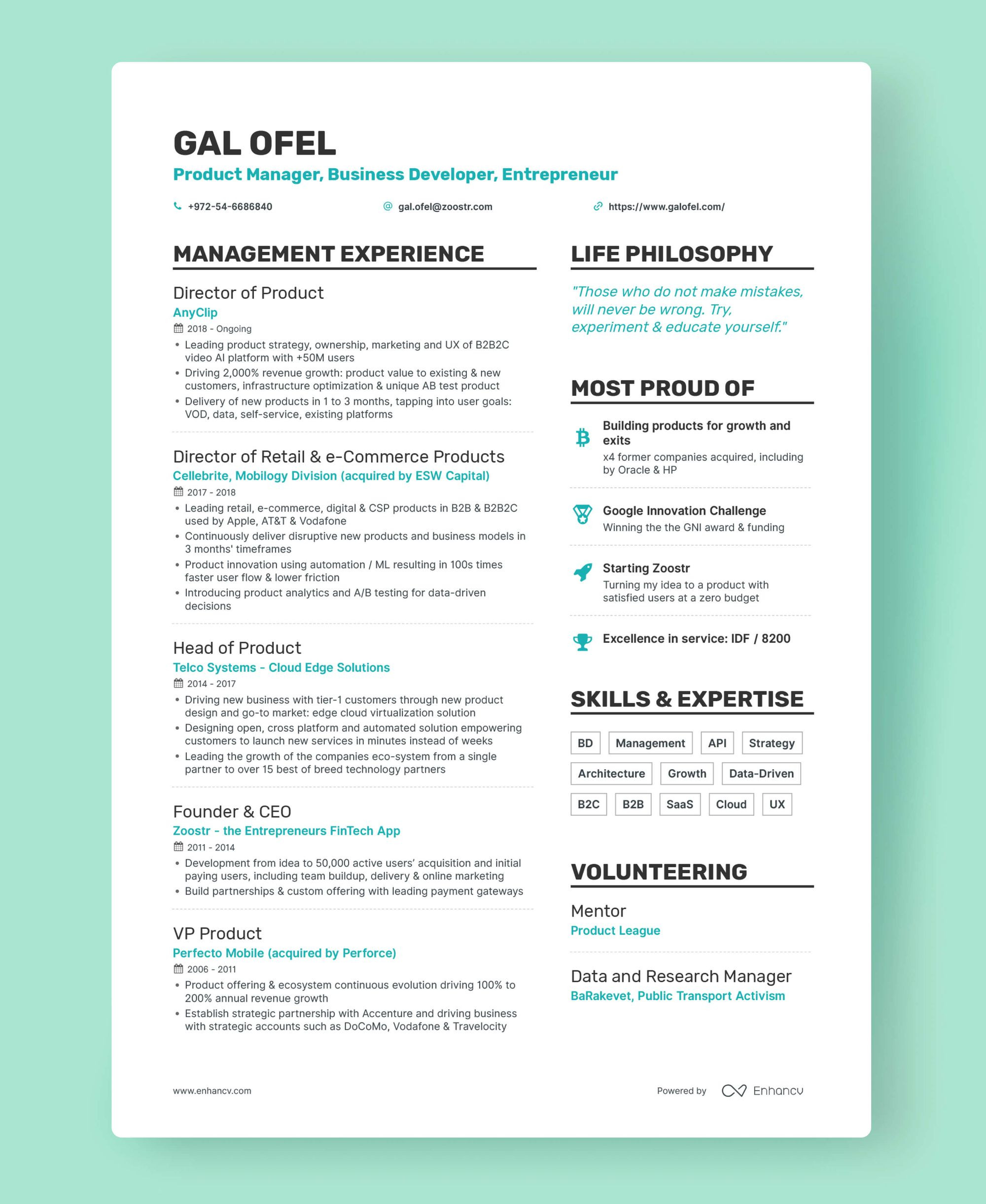 Sample Resume Girls Activist Network organization A Breakdown Of A Successful One Page Resume â and How to Write …